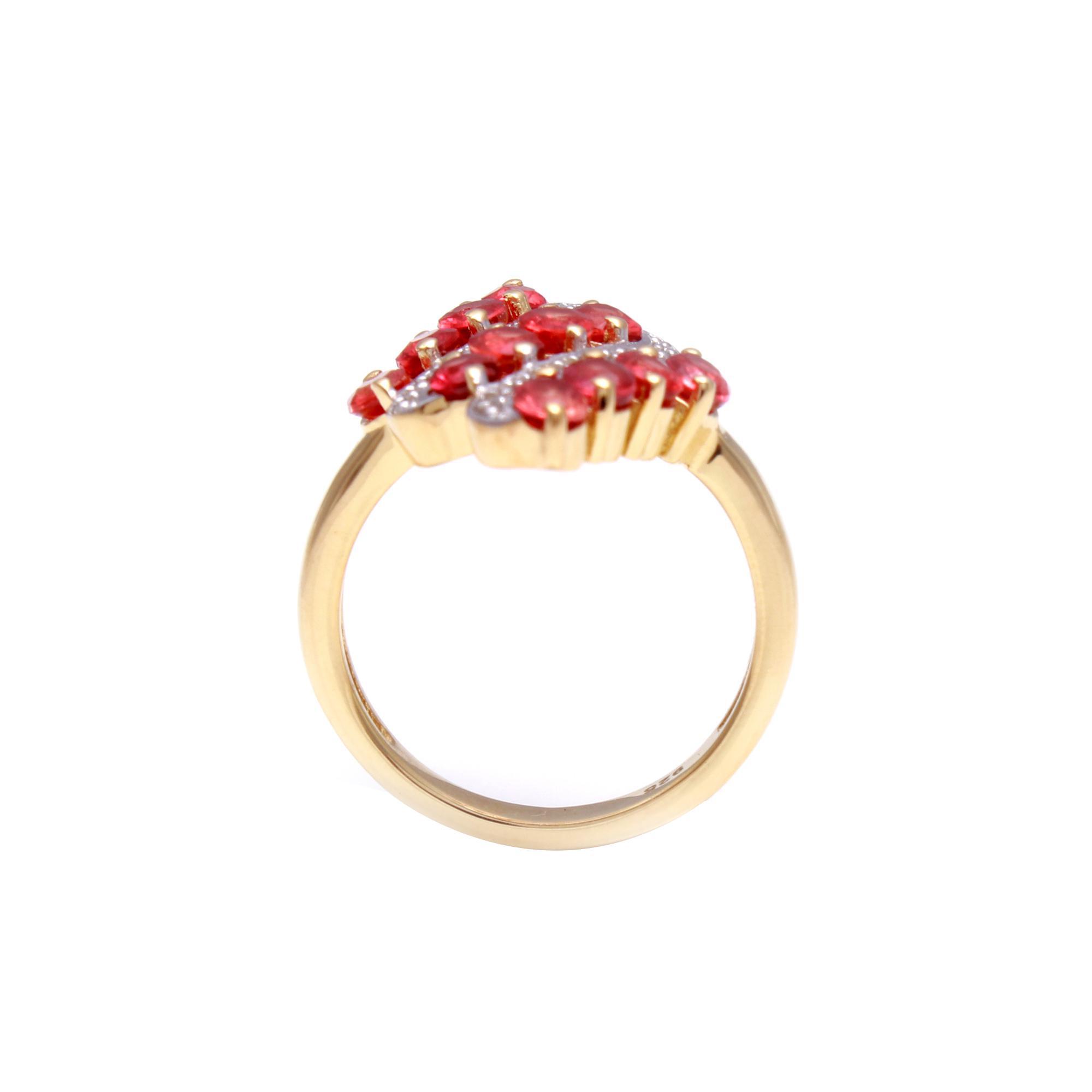 Orange Sapphire Cluster Cocktail Ring