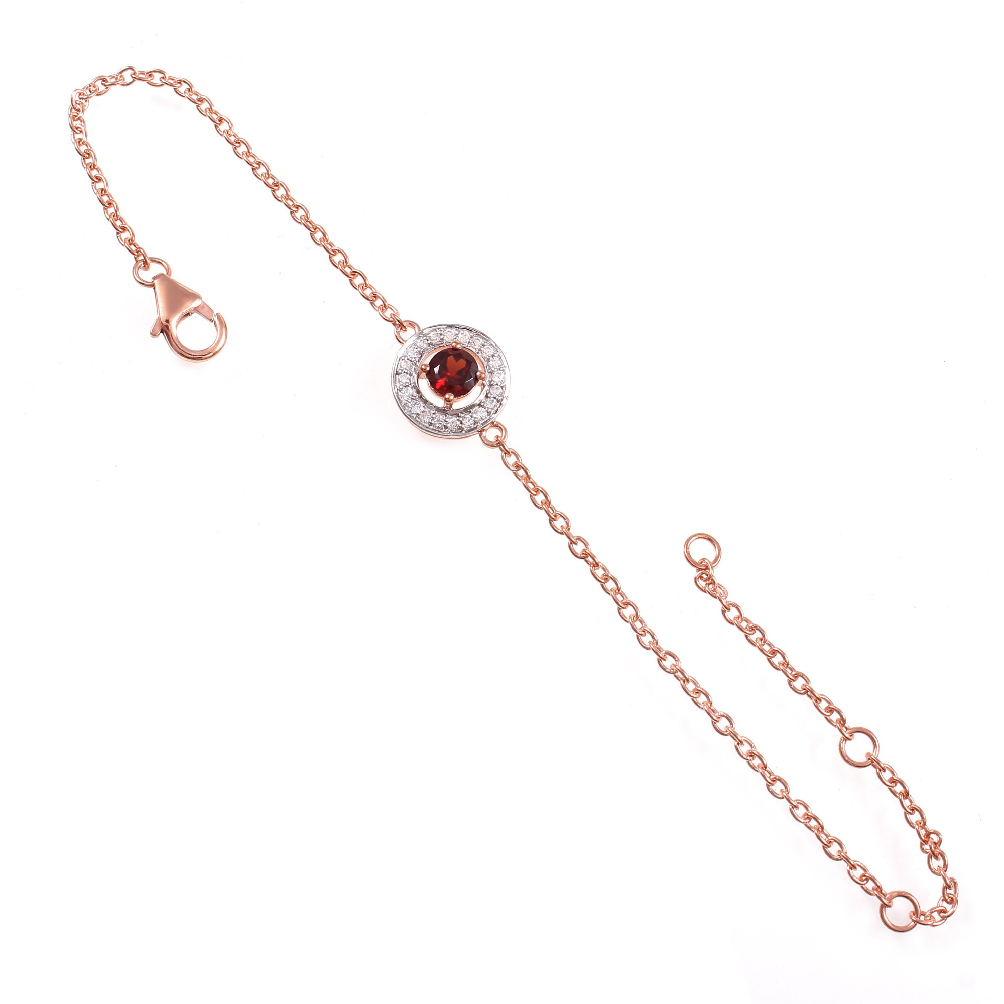 Red Garnet Chain Bracelet With Fish Lock