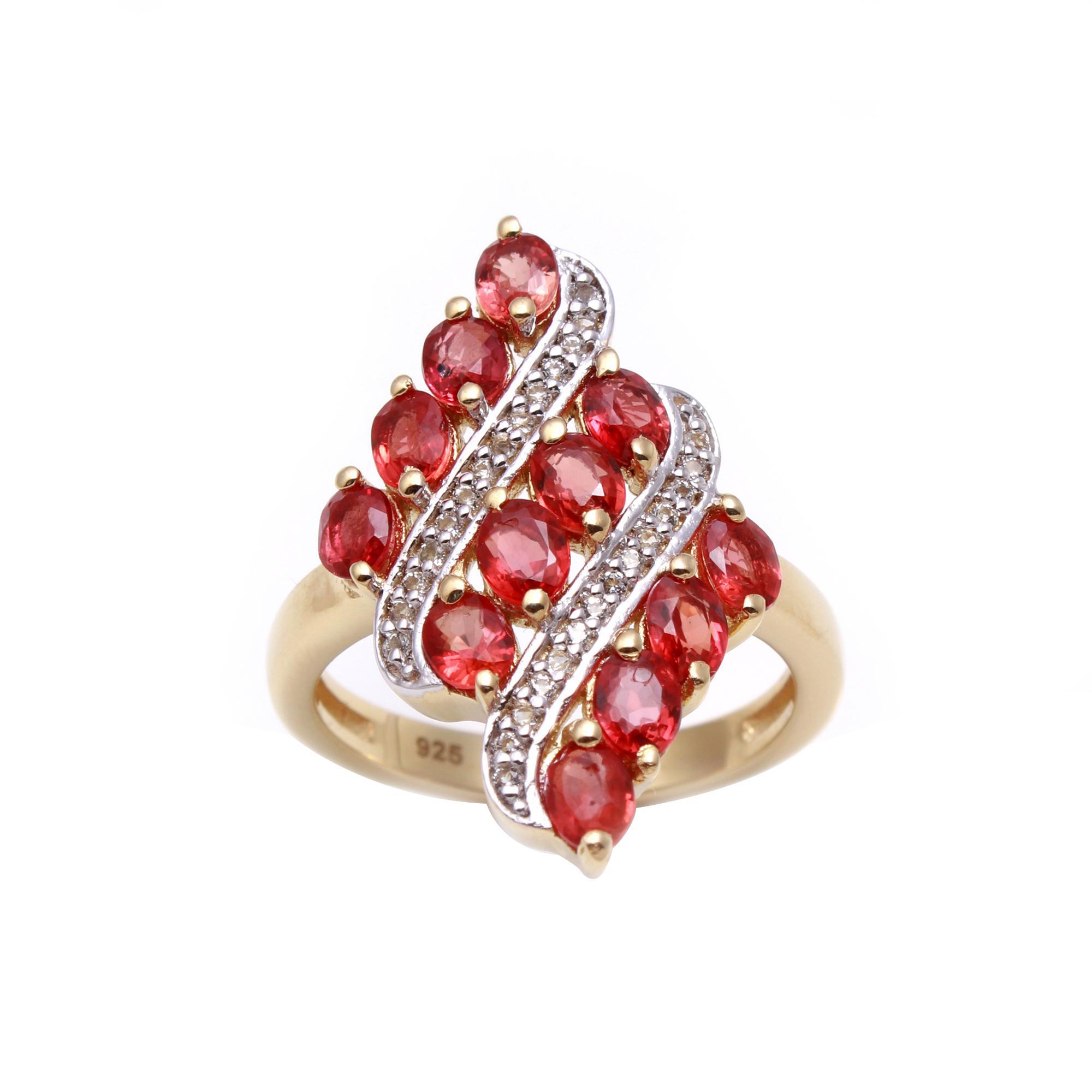 Orange Sapphire Cluster Cocktail Ring