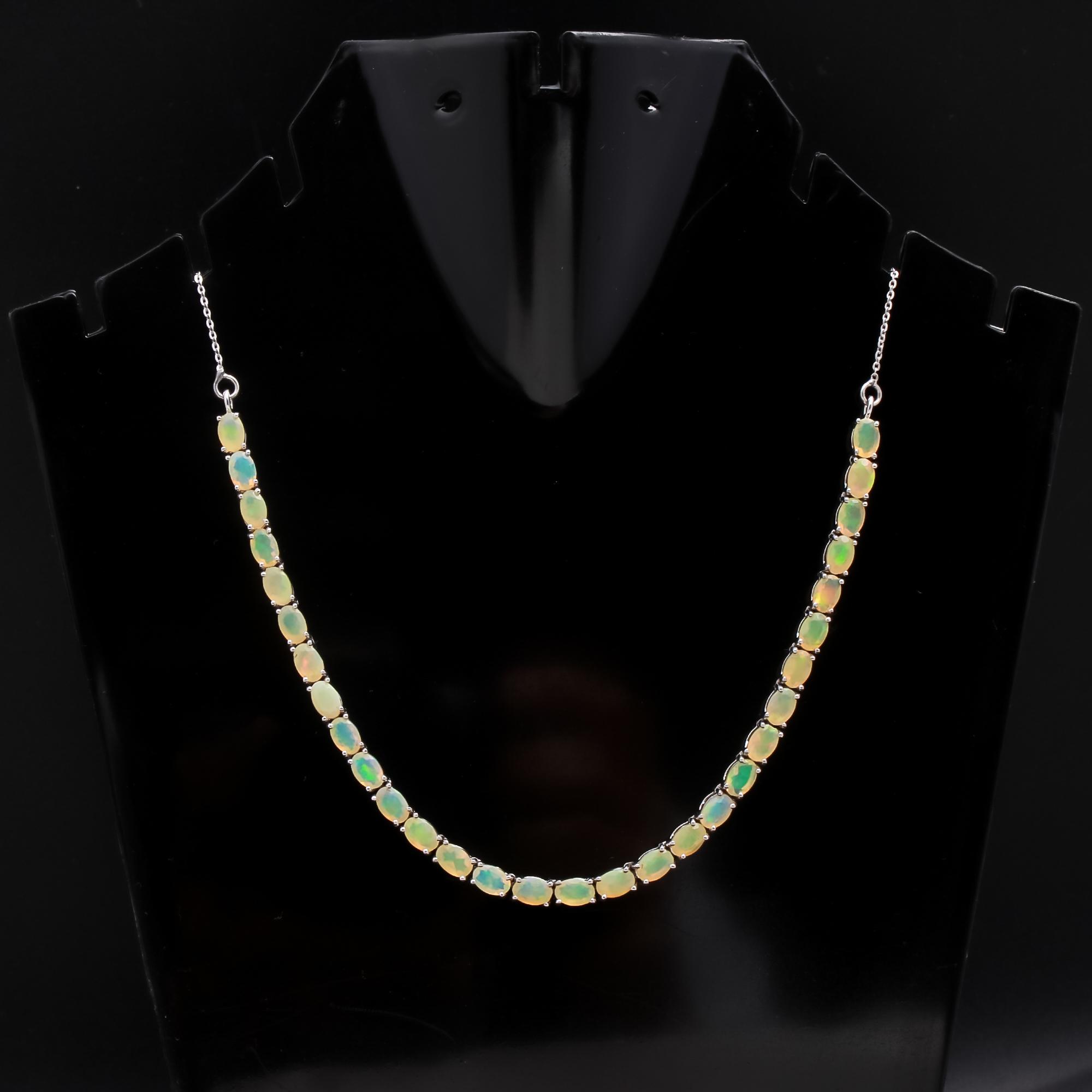 Ethiopian Opal Half Tennis Necklace