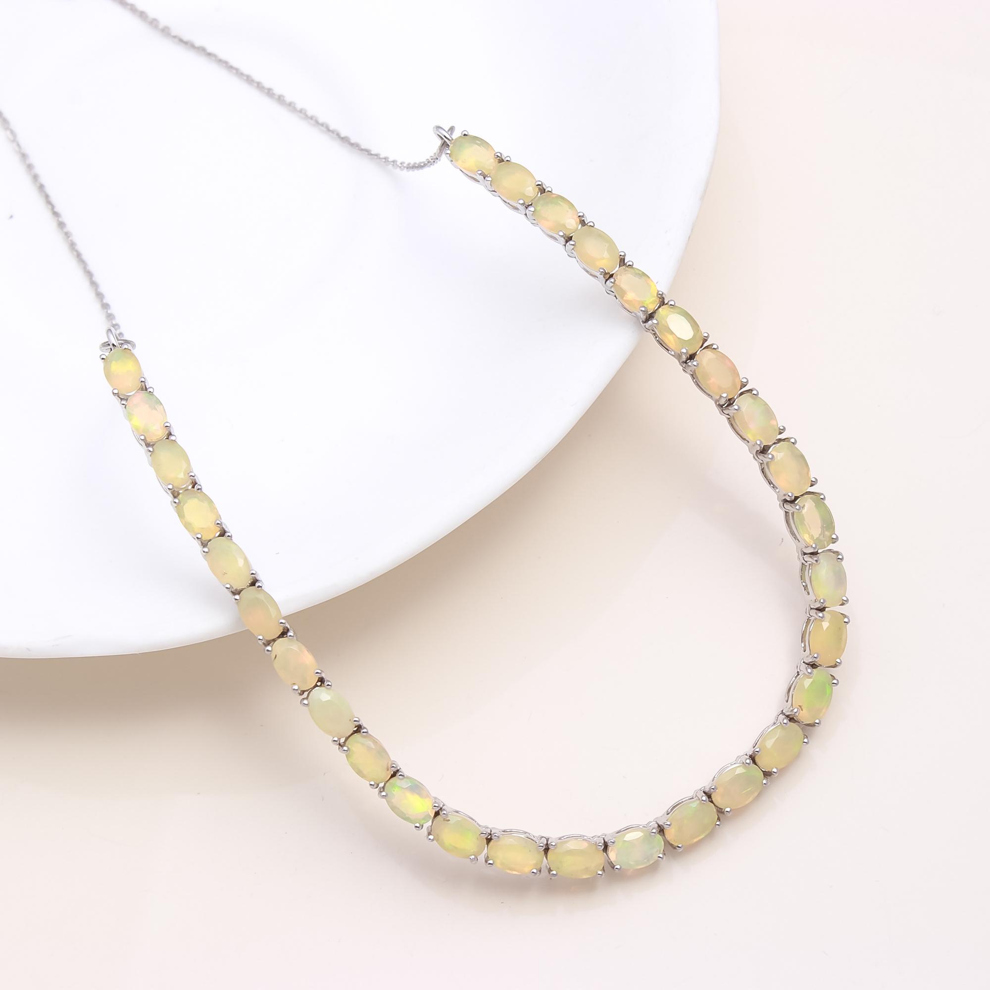 Ethiopian Opal Half Tennis Necklace