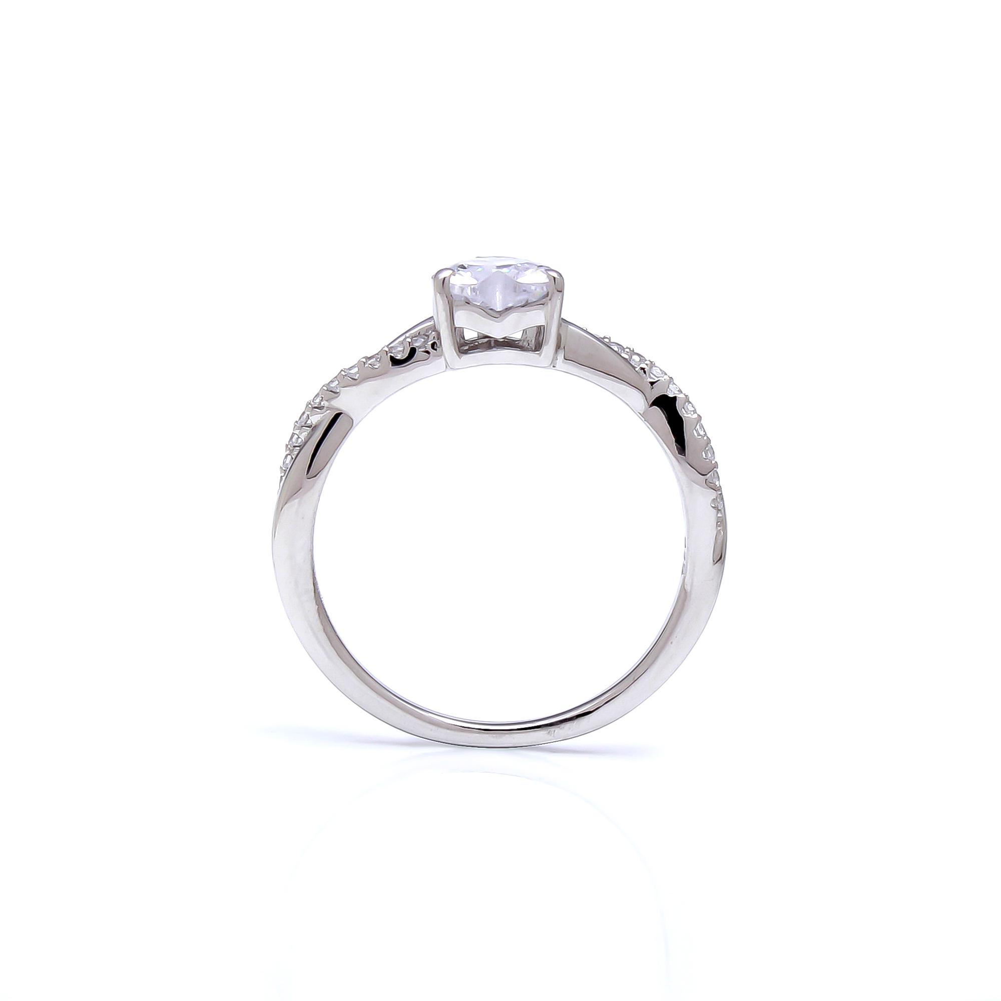 Lab Grown Diamond Twisted Shank Heart Shape Ring