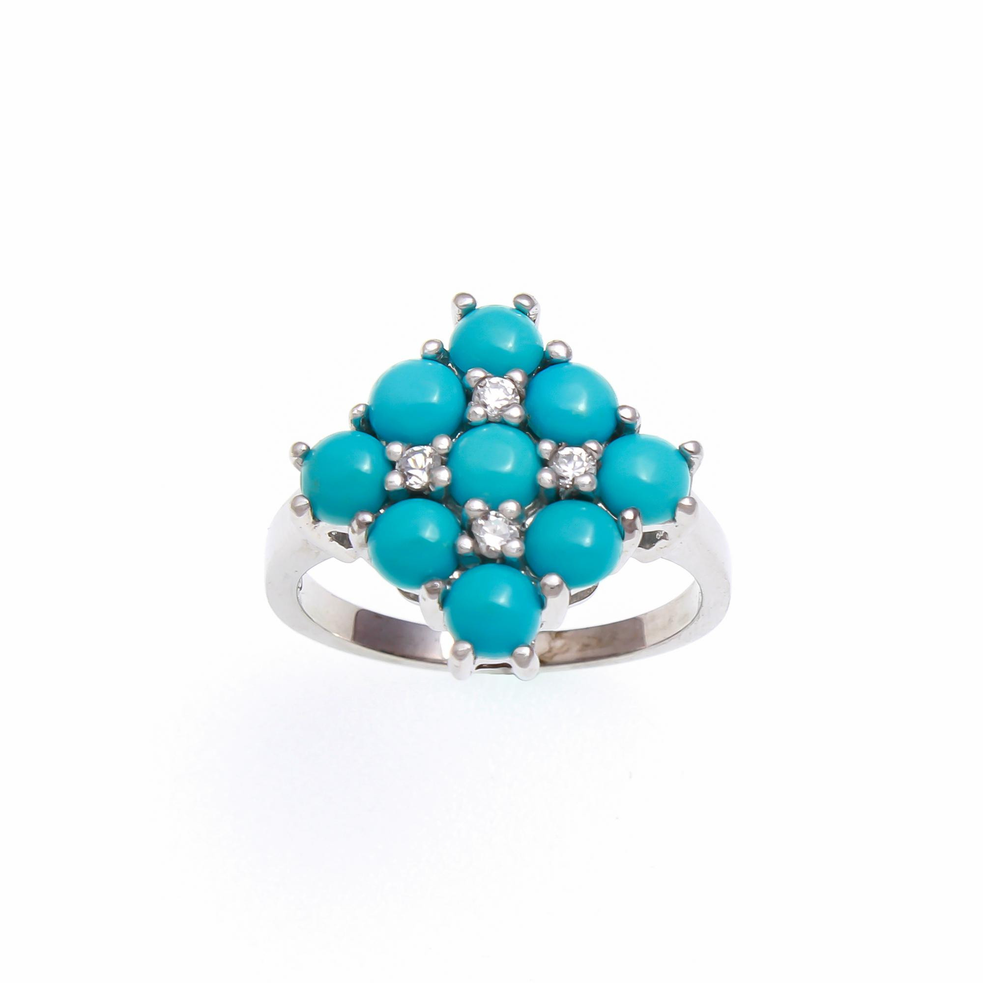 Arizona Turquoise Ring With Natural White Zircons