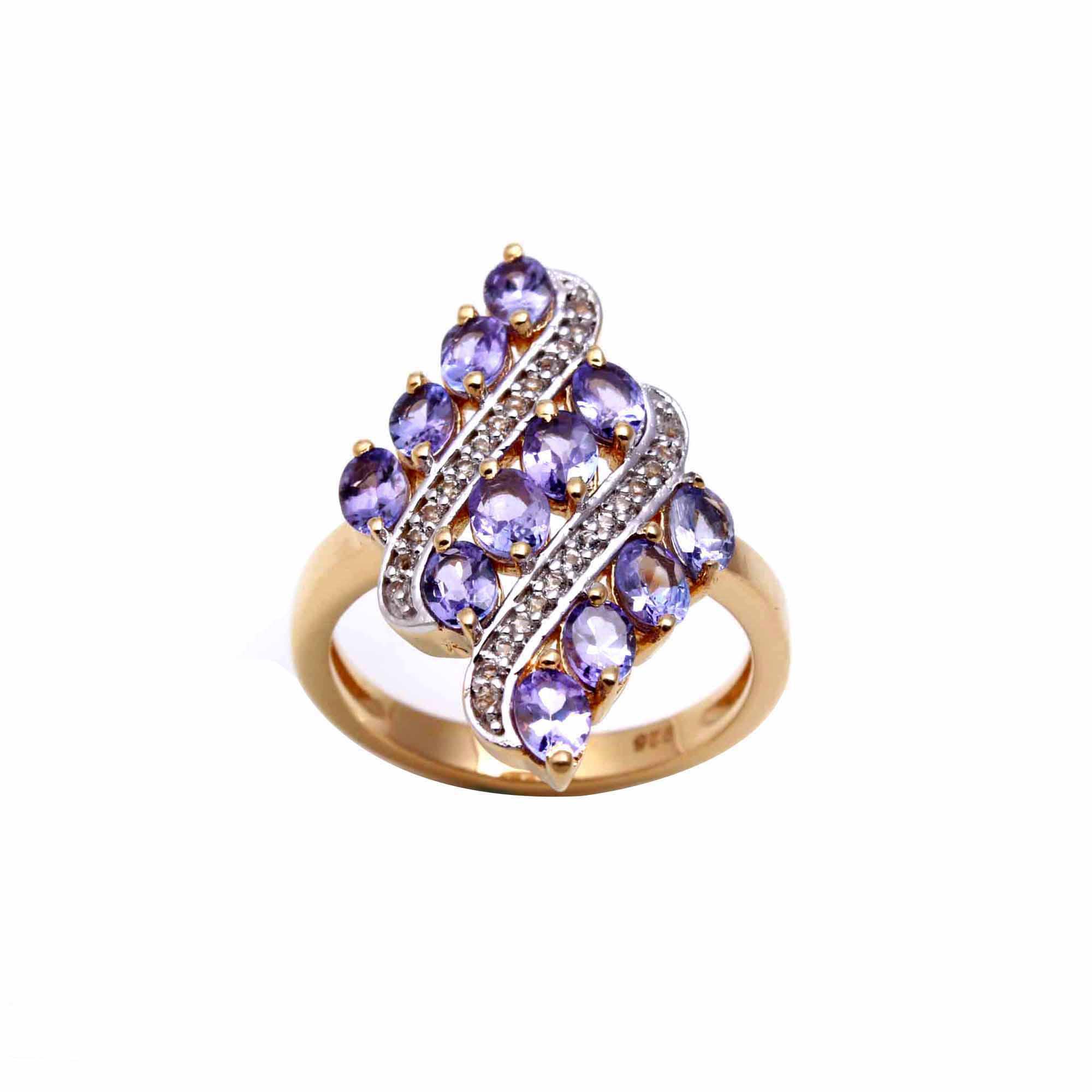 Tanzanite Cluster Cocktail Ring