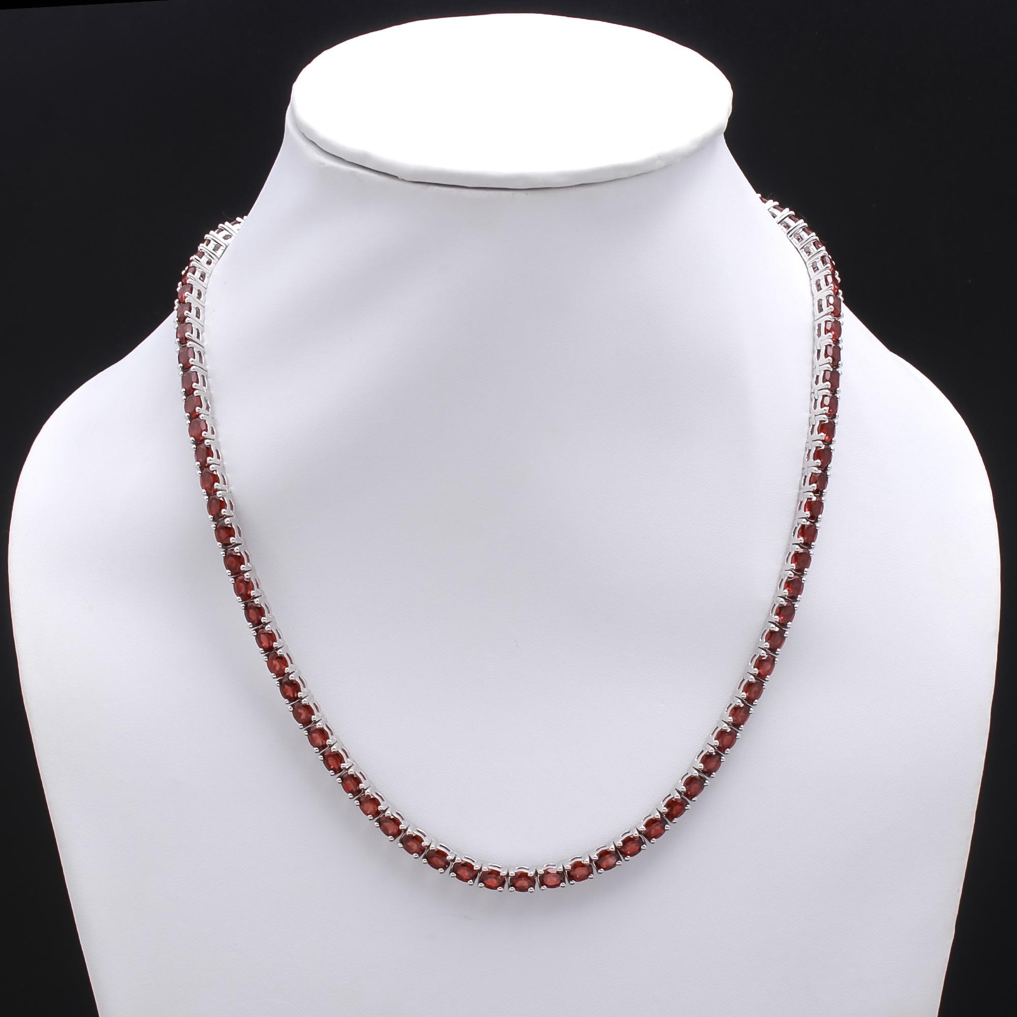 Red Garnet Tennis Necklace