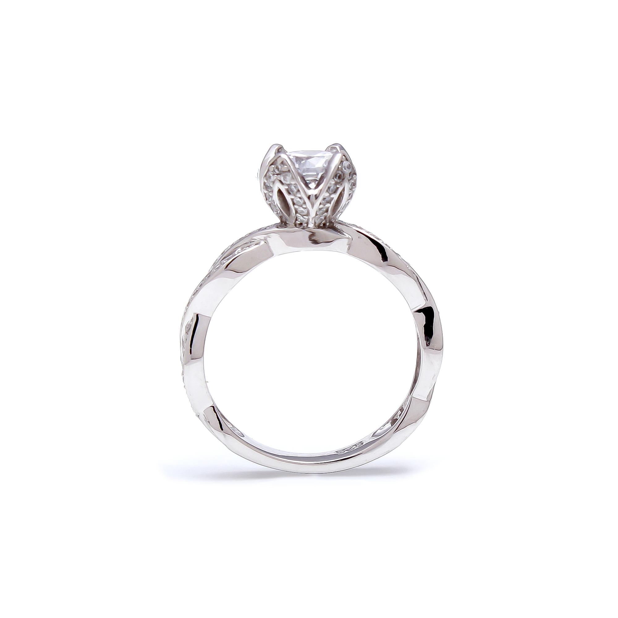 Lab Grown Diamond Flower Shape Twisted Shank Engagement Ring