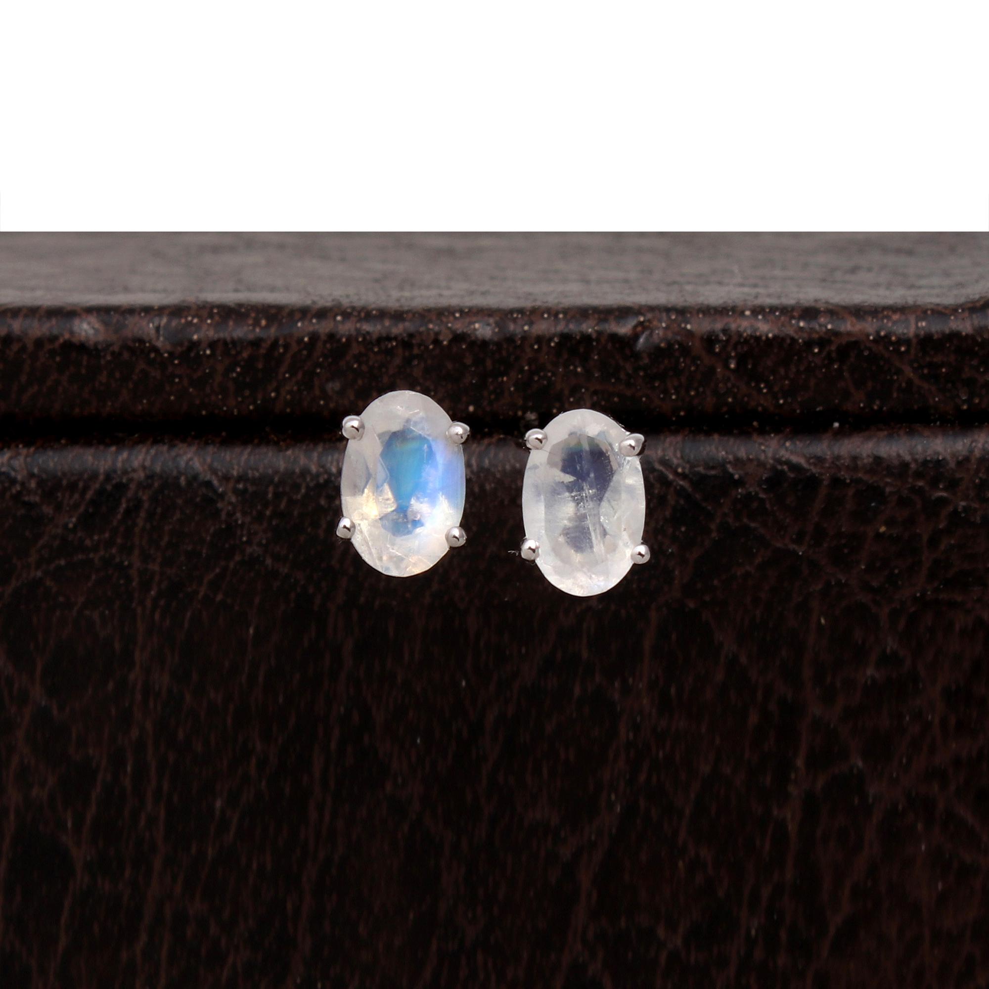 Rainbow Moonstone Studs Earrings