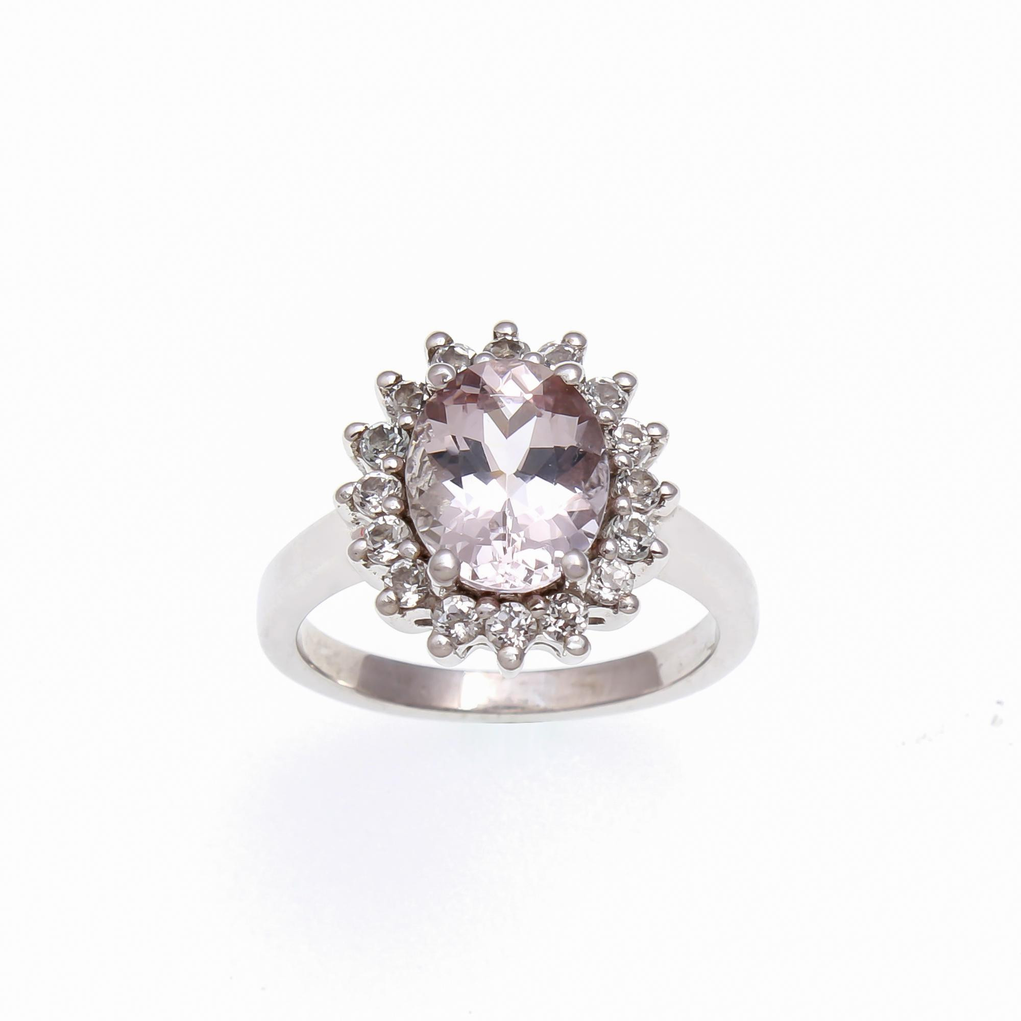 Pink Amthyst Ring With Natural White Zircon