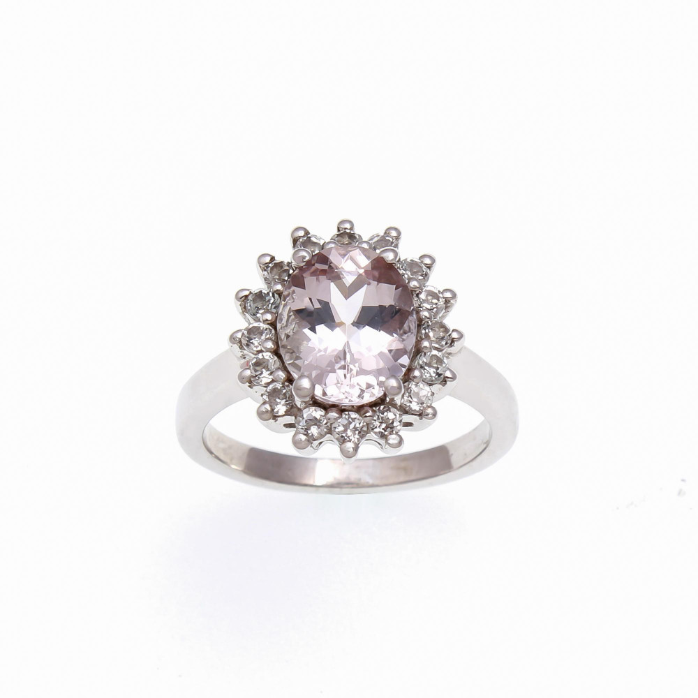 Image of Pink Amthyst Ring With Natural White Zircon