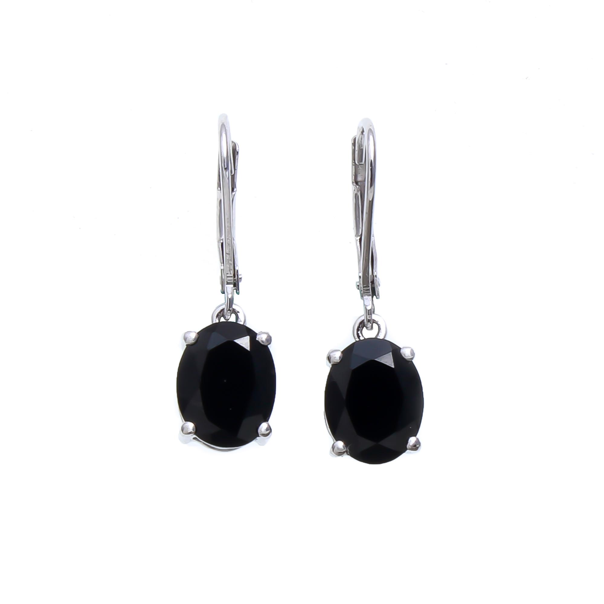Natural Black Diamond Lever Back Earrings