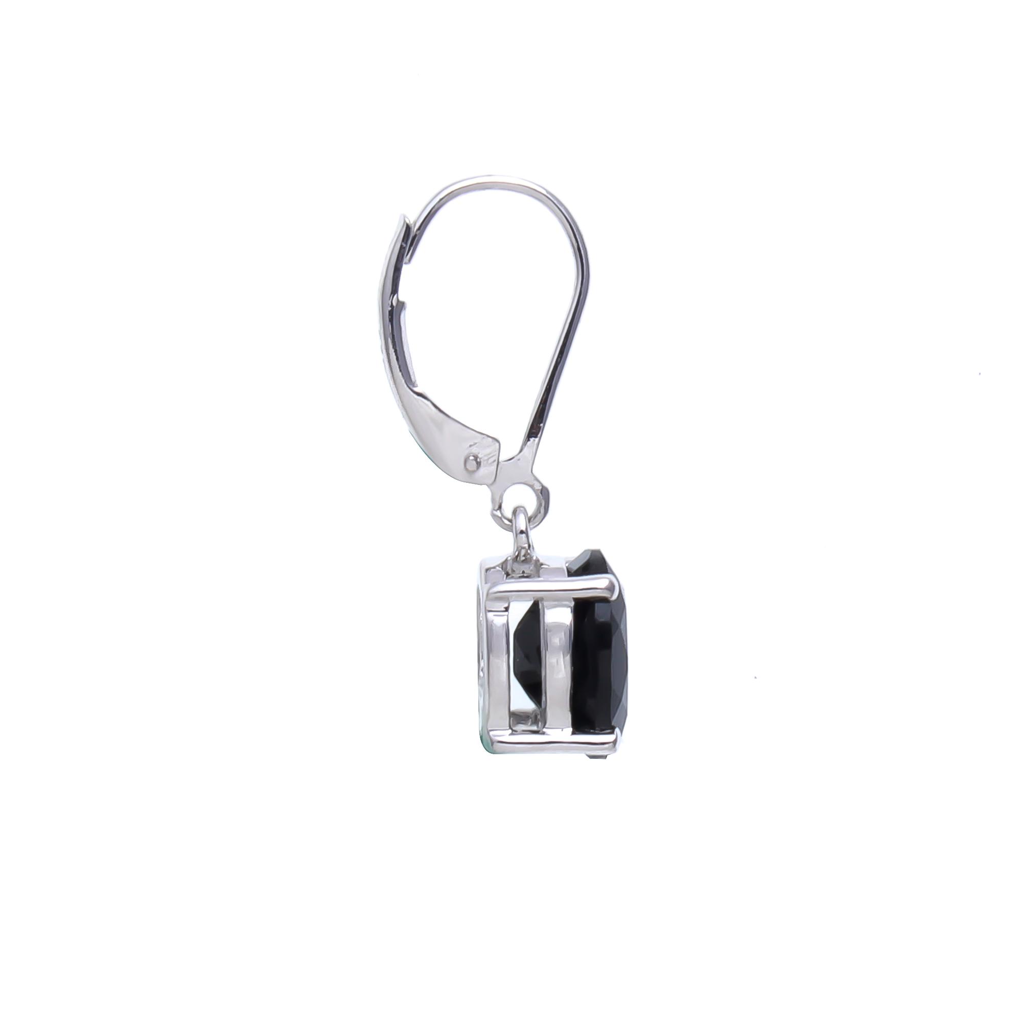 Natural Black Diamond Lever Back Earrings