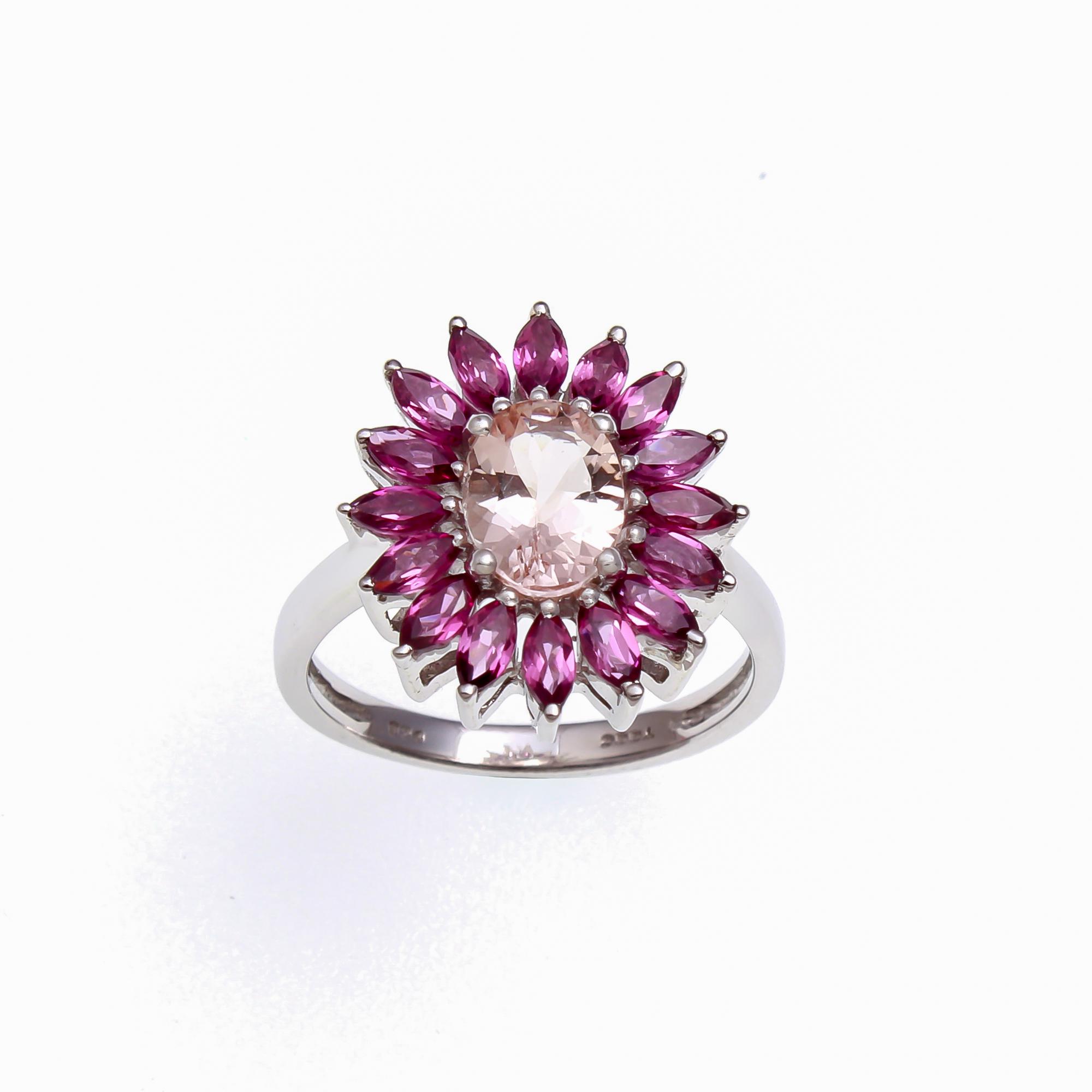 Peach Morganite Ring With Garnet