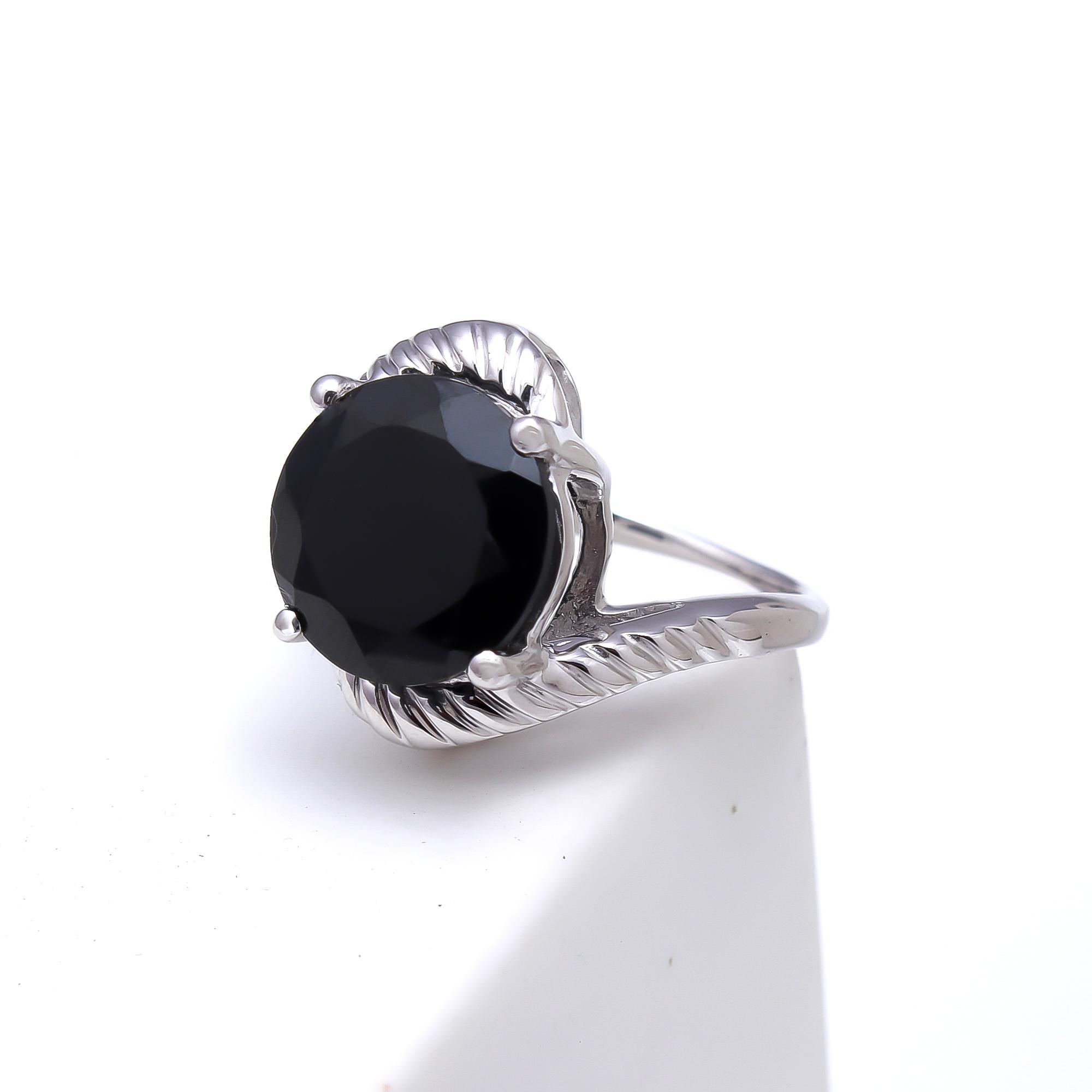 Natural Black Diamond Solitaire Ring