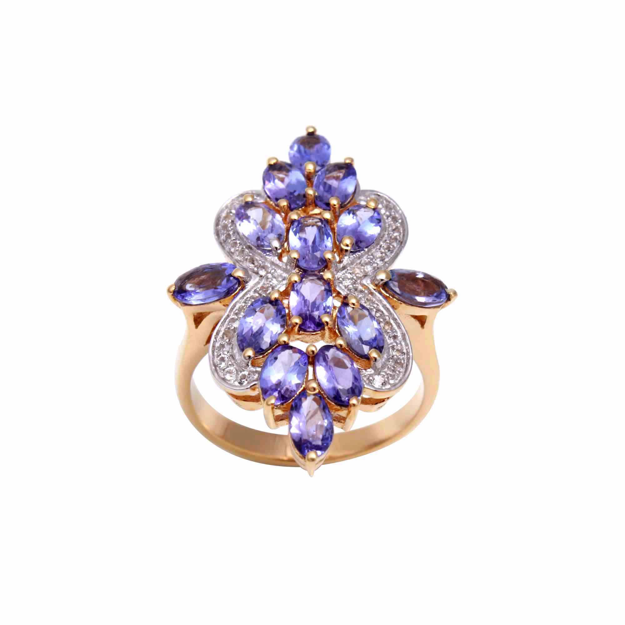 Big and Bold Tanzanite Cluster Ring