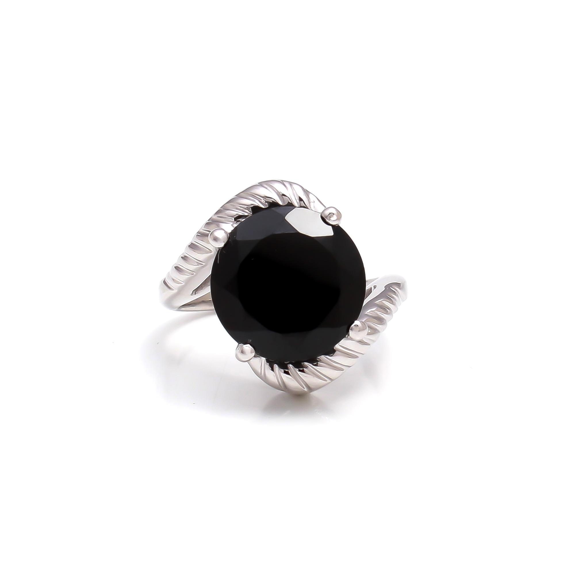 Natural Black Diamond Solitaire Ring