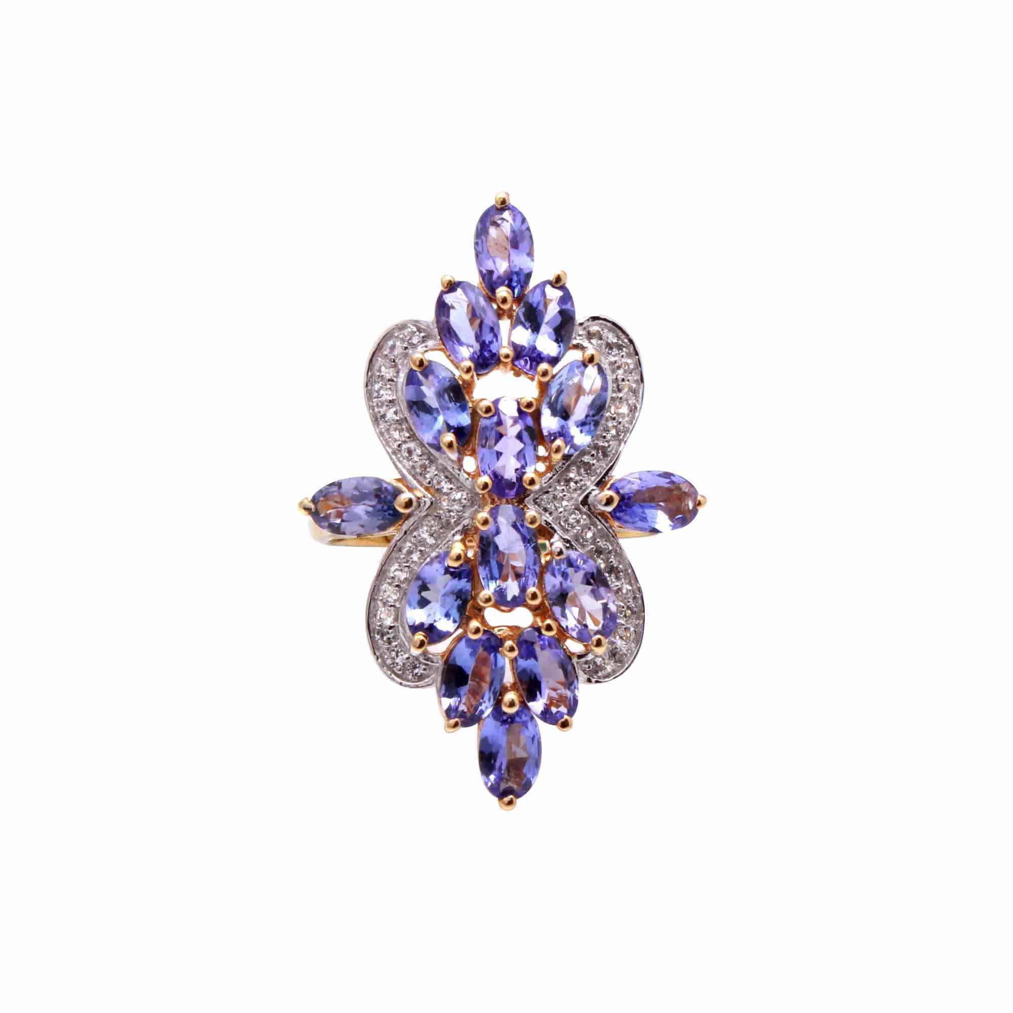 Big and Bold Tanzanite Cluster Ring