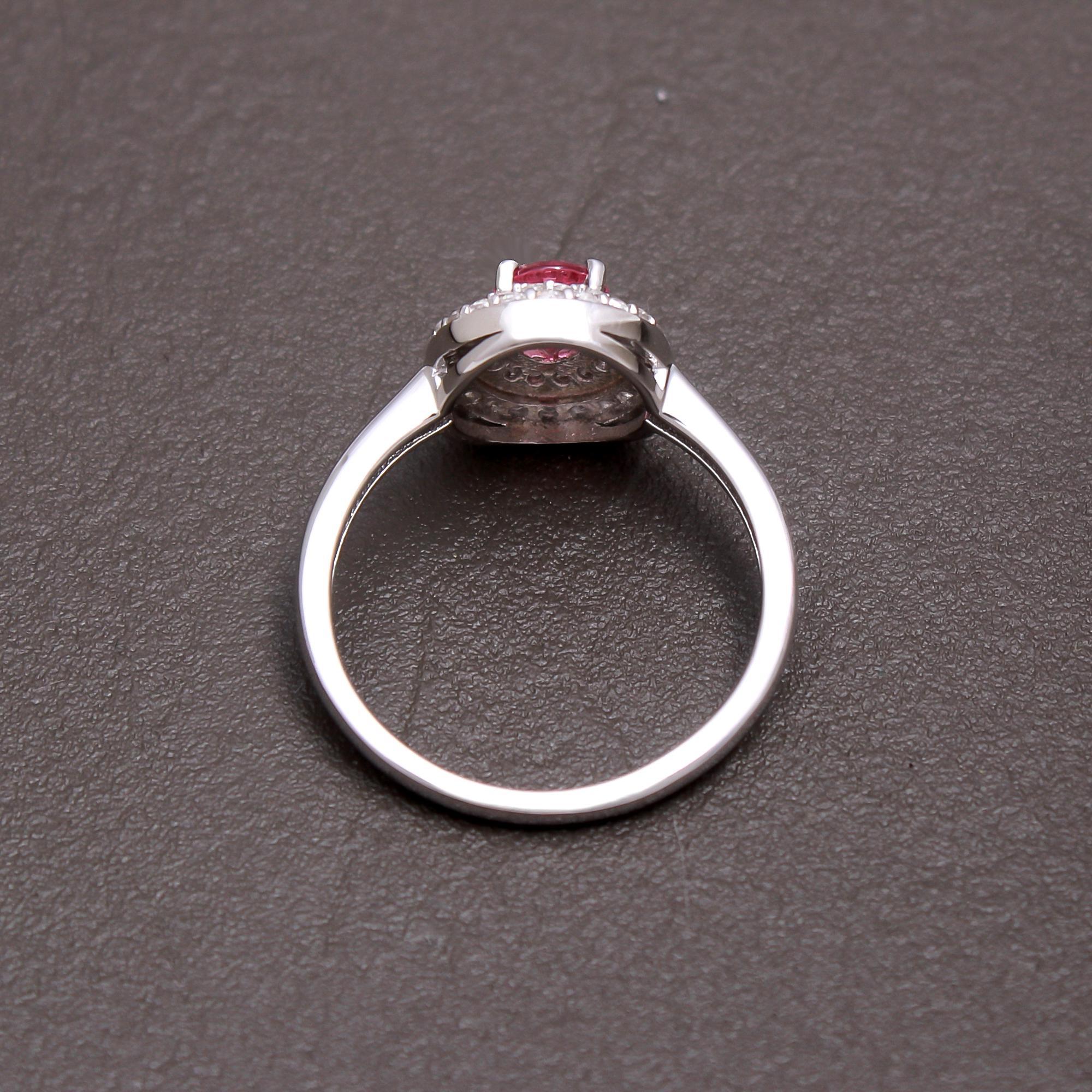 Pink Tourmaline Double Halo Ring