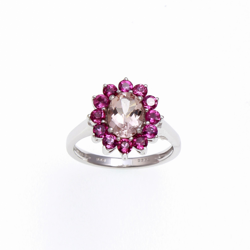 Image of Morganite Ring With Natural Red Garnet