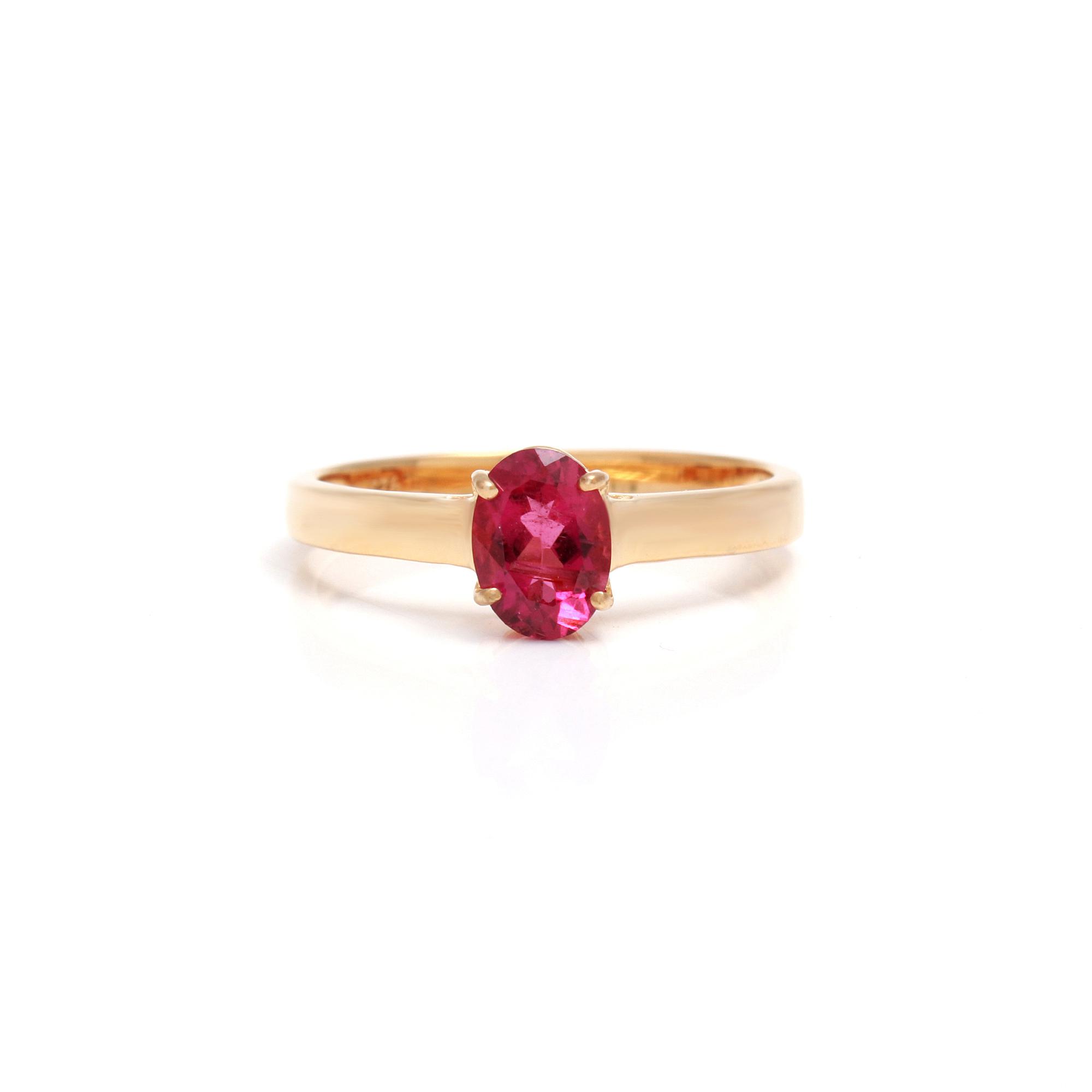 Rubellite Solitaire Ring