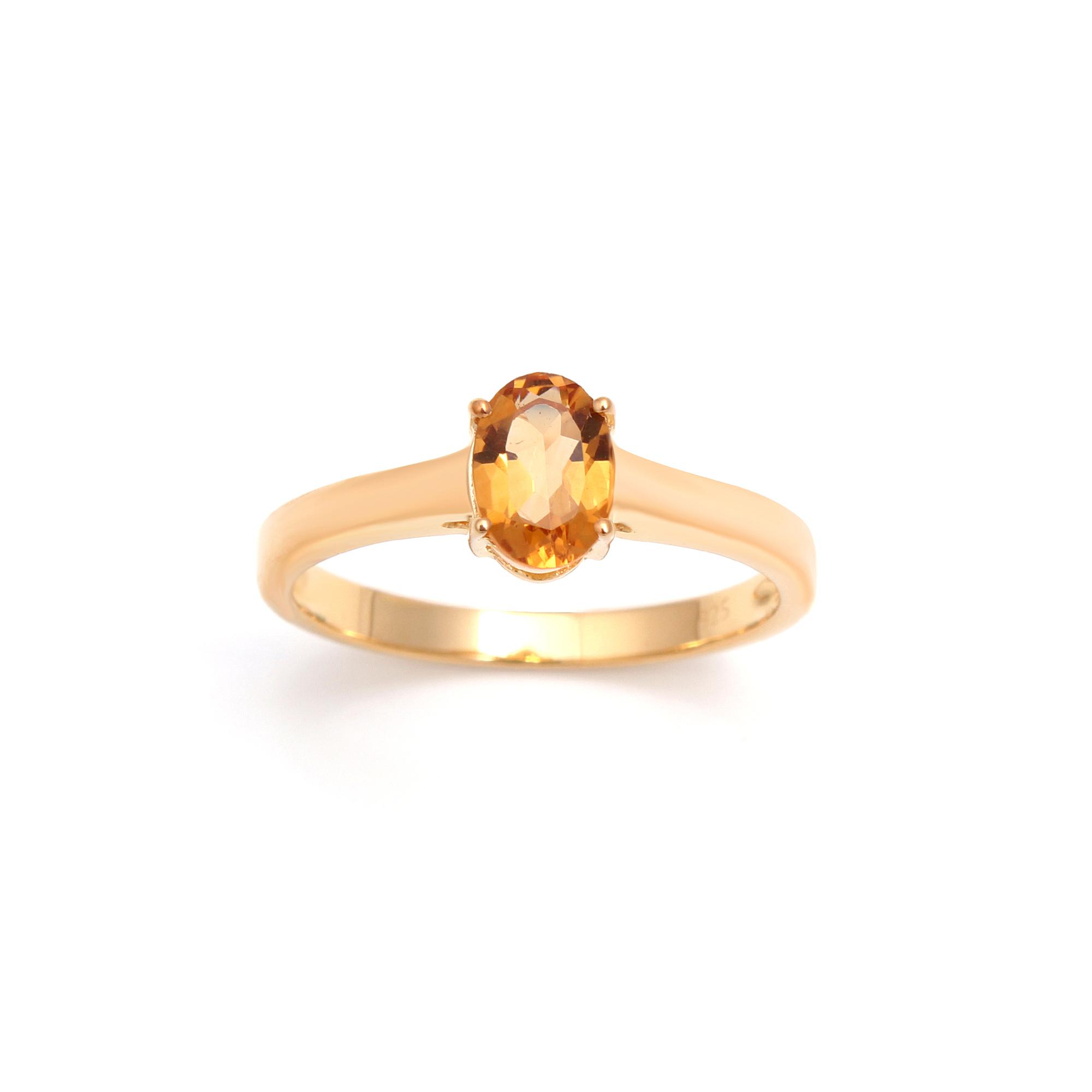 Spessartite Garnet Solitaire Ring