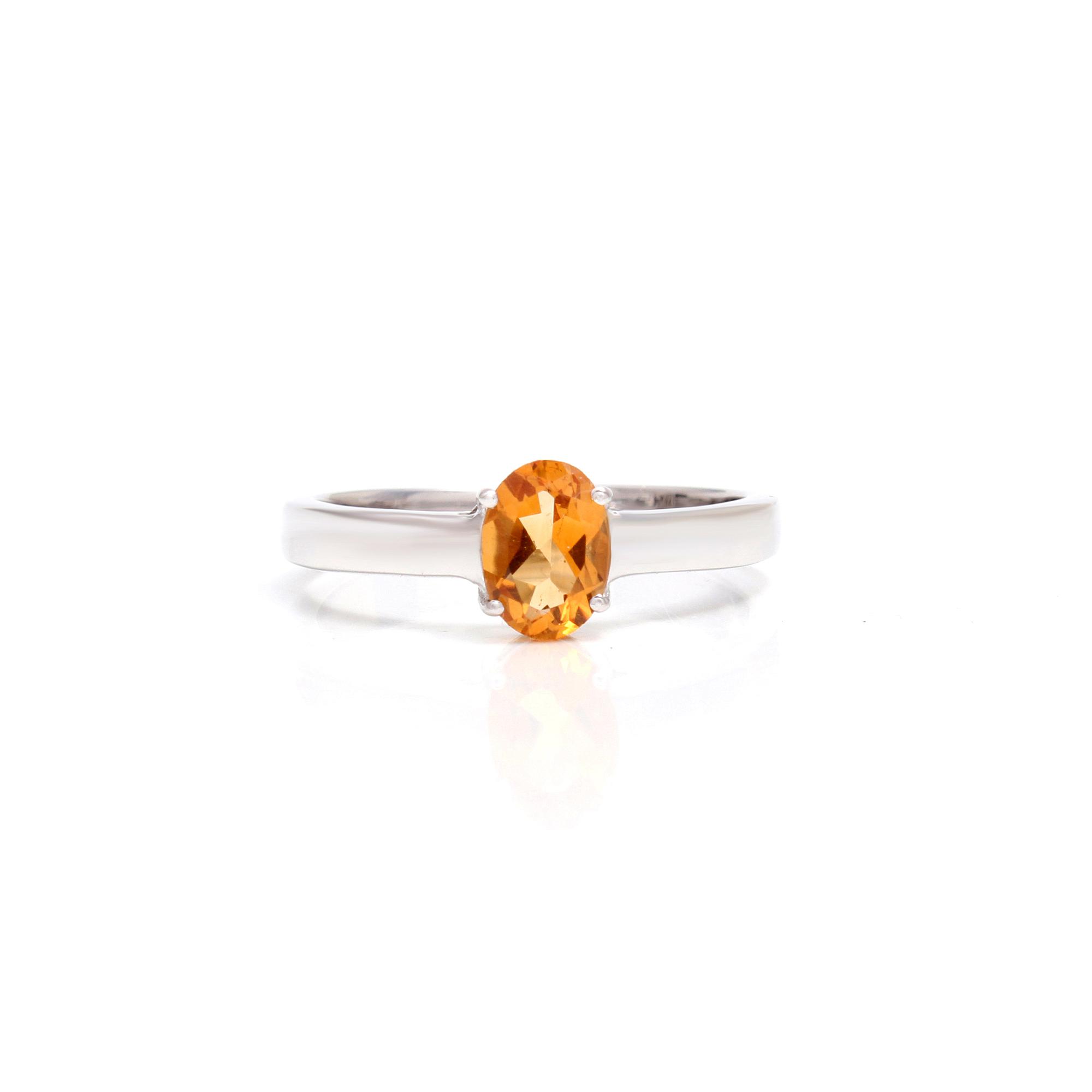 Spessartite Garnet Solitaire Ring