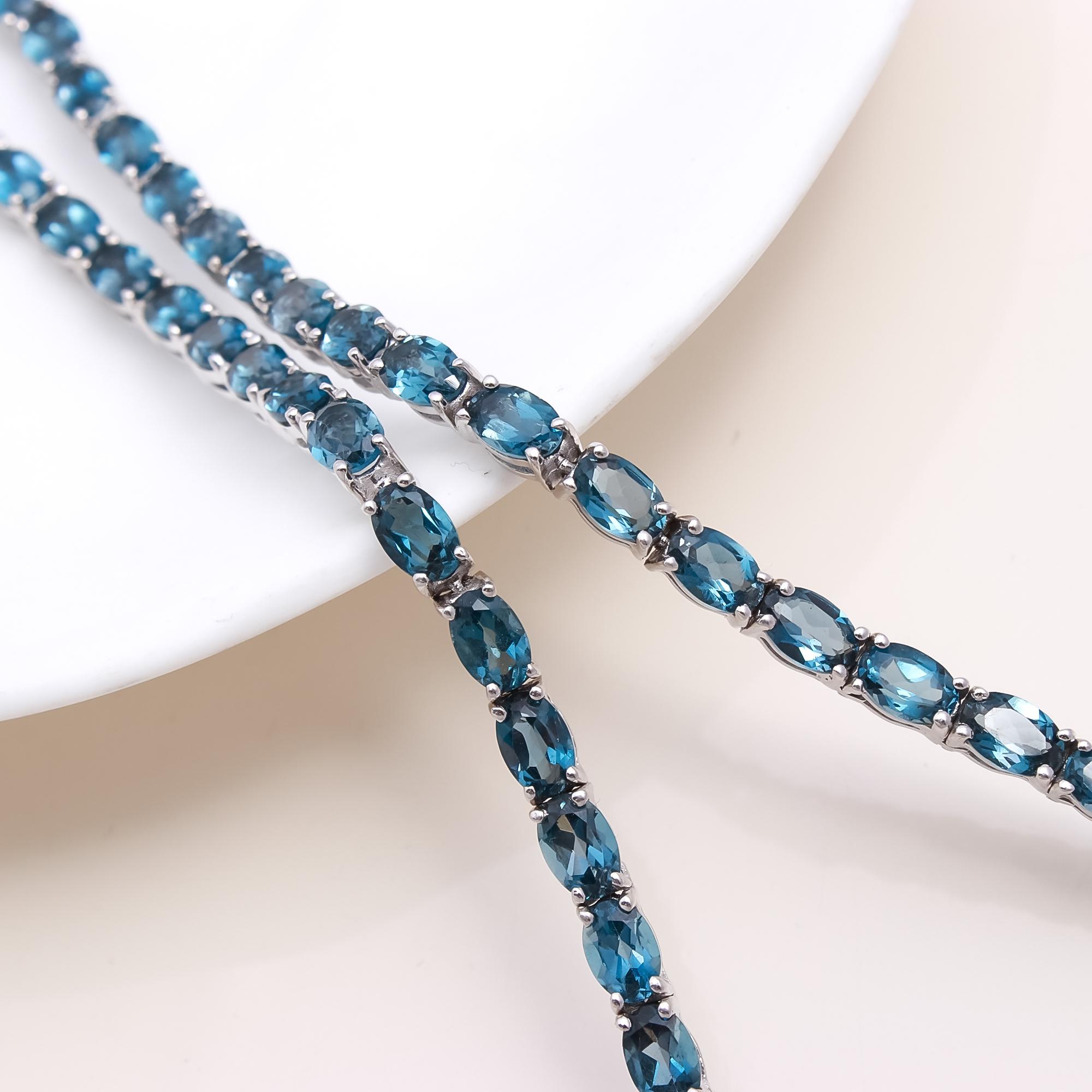 London Blue Topaz Tennis Necklace