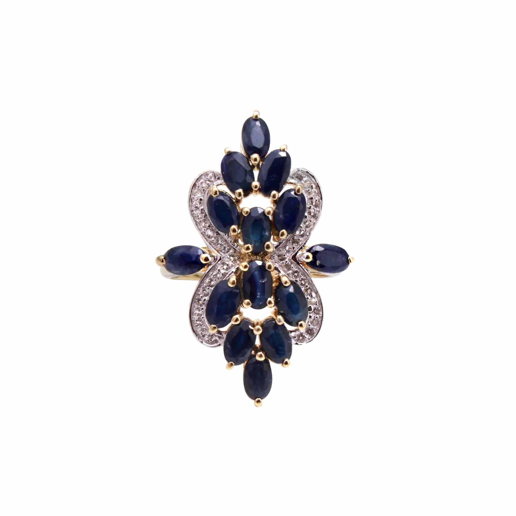 Blue Sapphire Cluster Ring