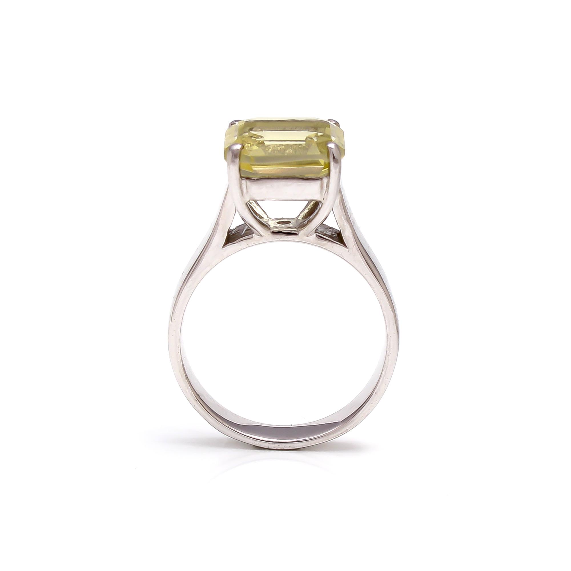 Lemon Quartz Asscher Cut Solitaire Ring