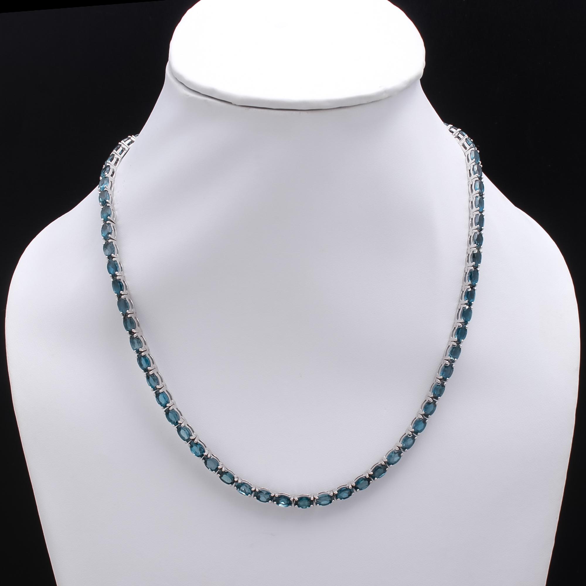 London Blue Topaz Tennis Necklace
