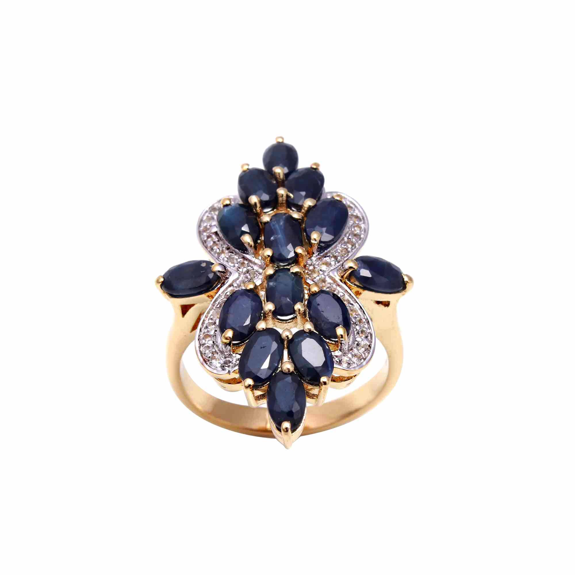 Blue Sapphire Cluster Ring