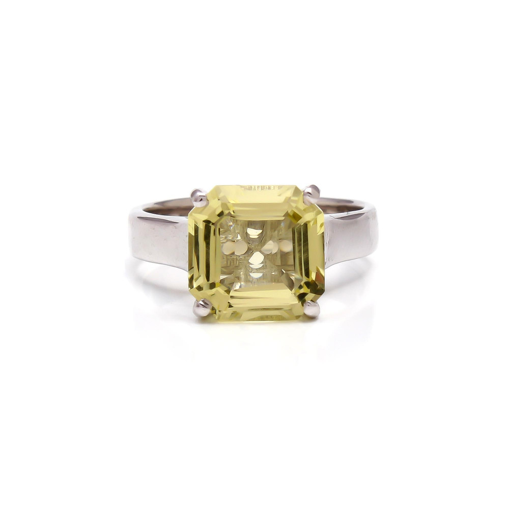 Image of Lemon Quartz Asscher Cut Solitaire Ring