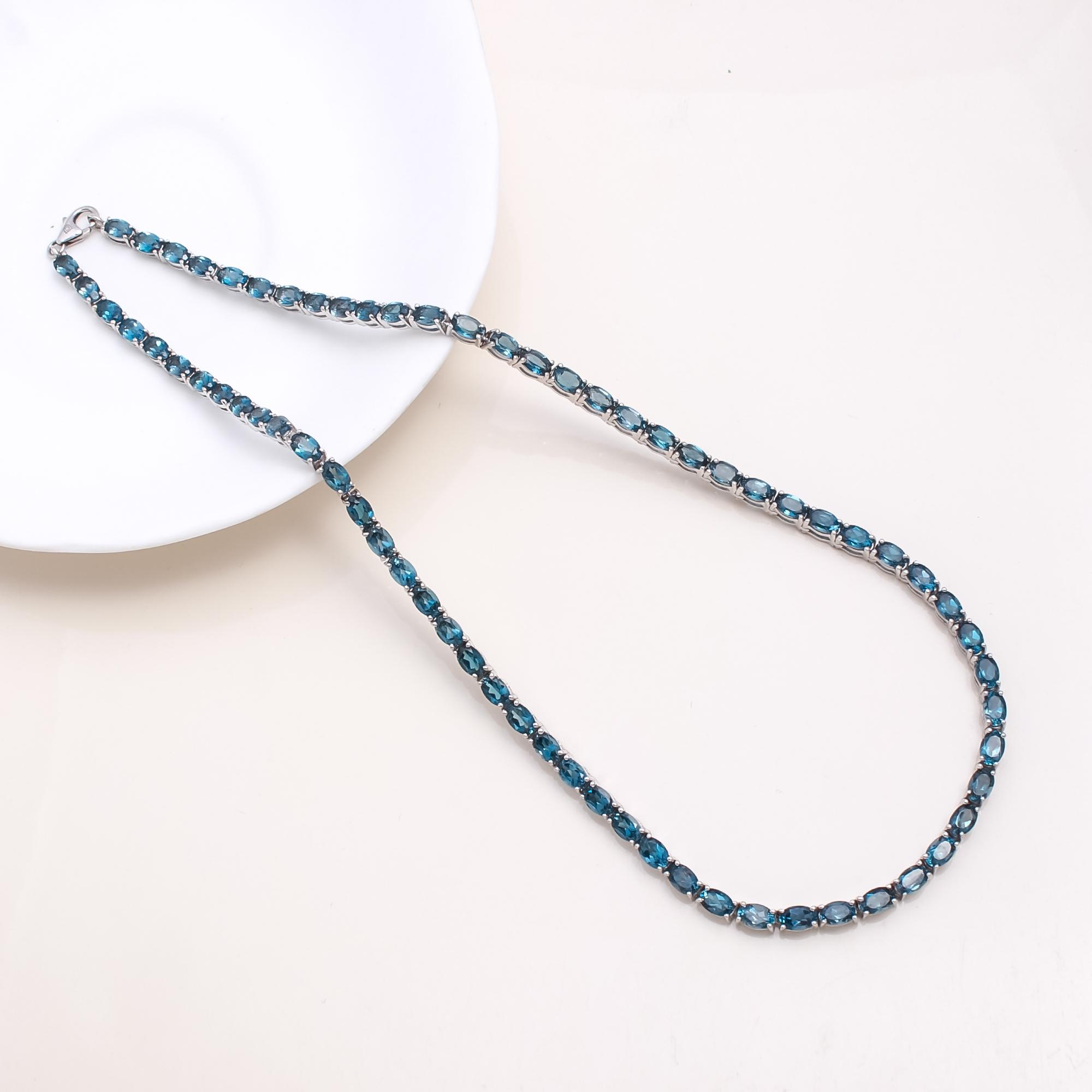 London Blue Topaz Tennis Necklace