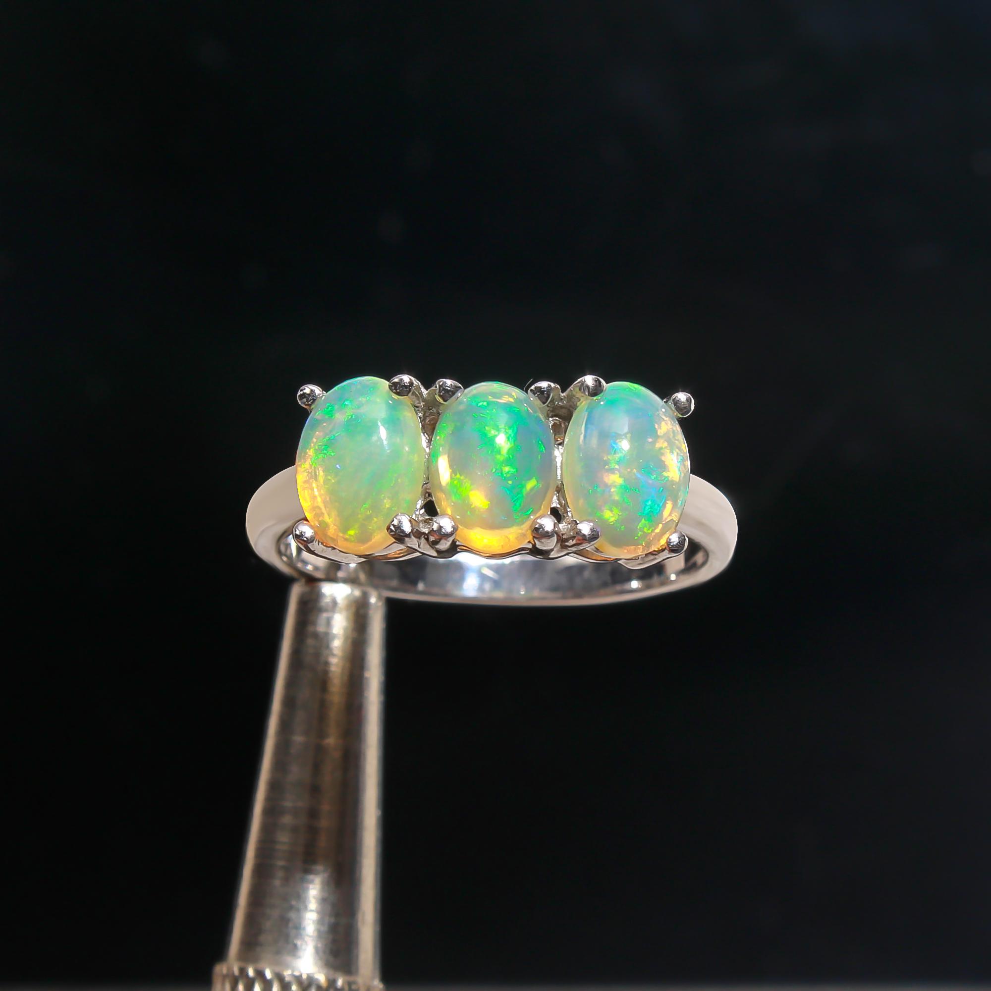 Ethiopian Opal Trilogy Ring