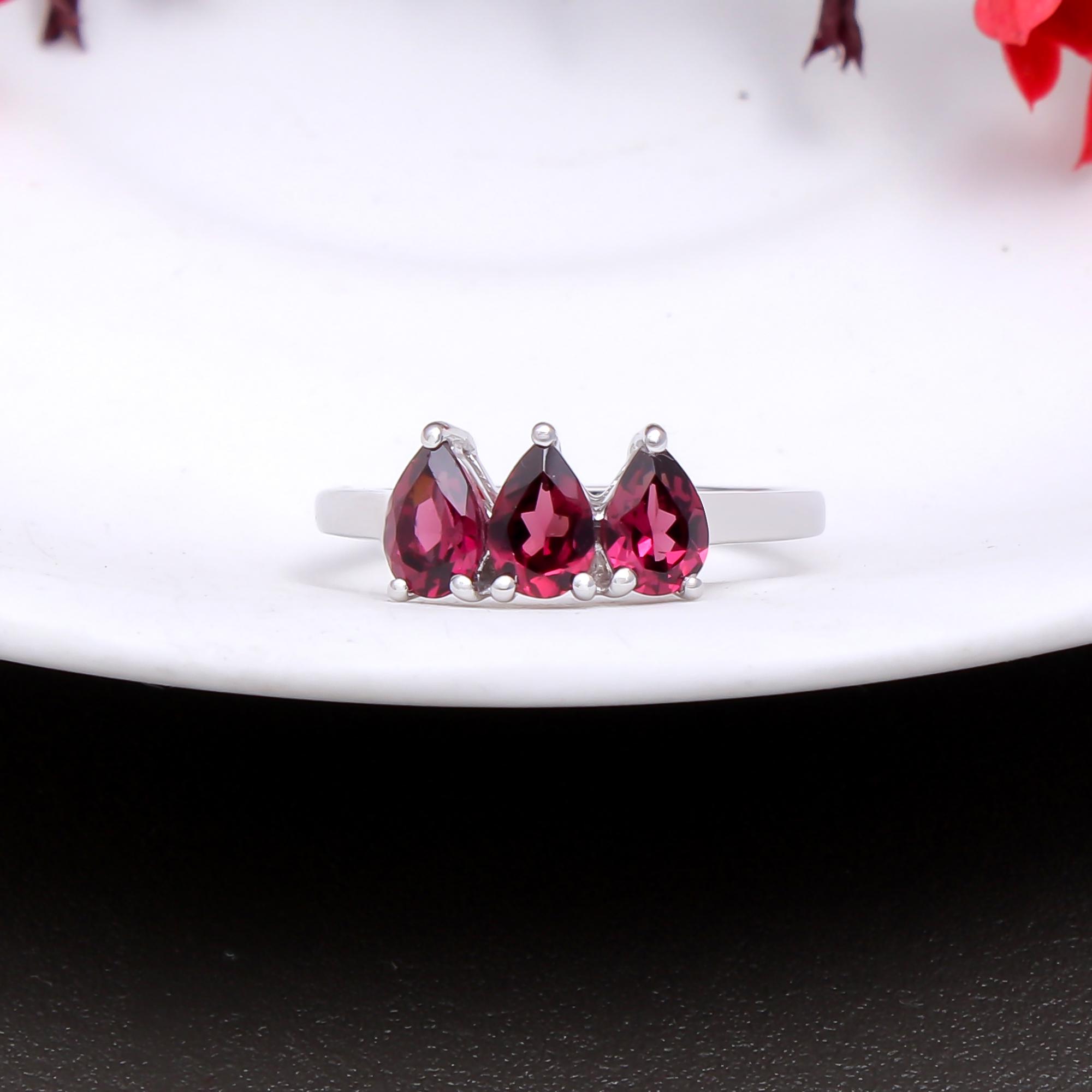 Red Garnet Trilogy Ring