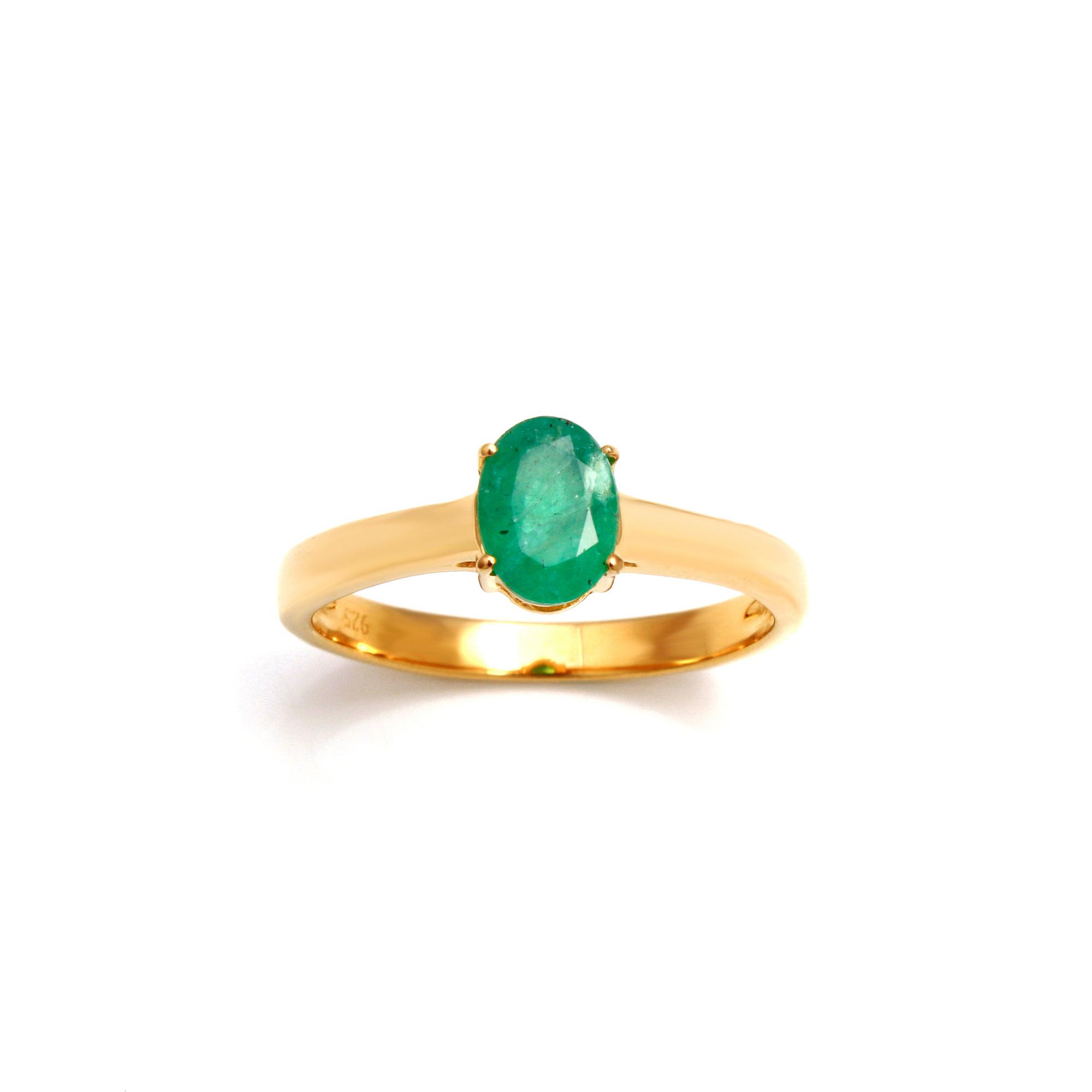 Zambian Emerald Solitaire Ring