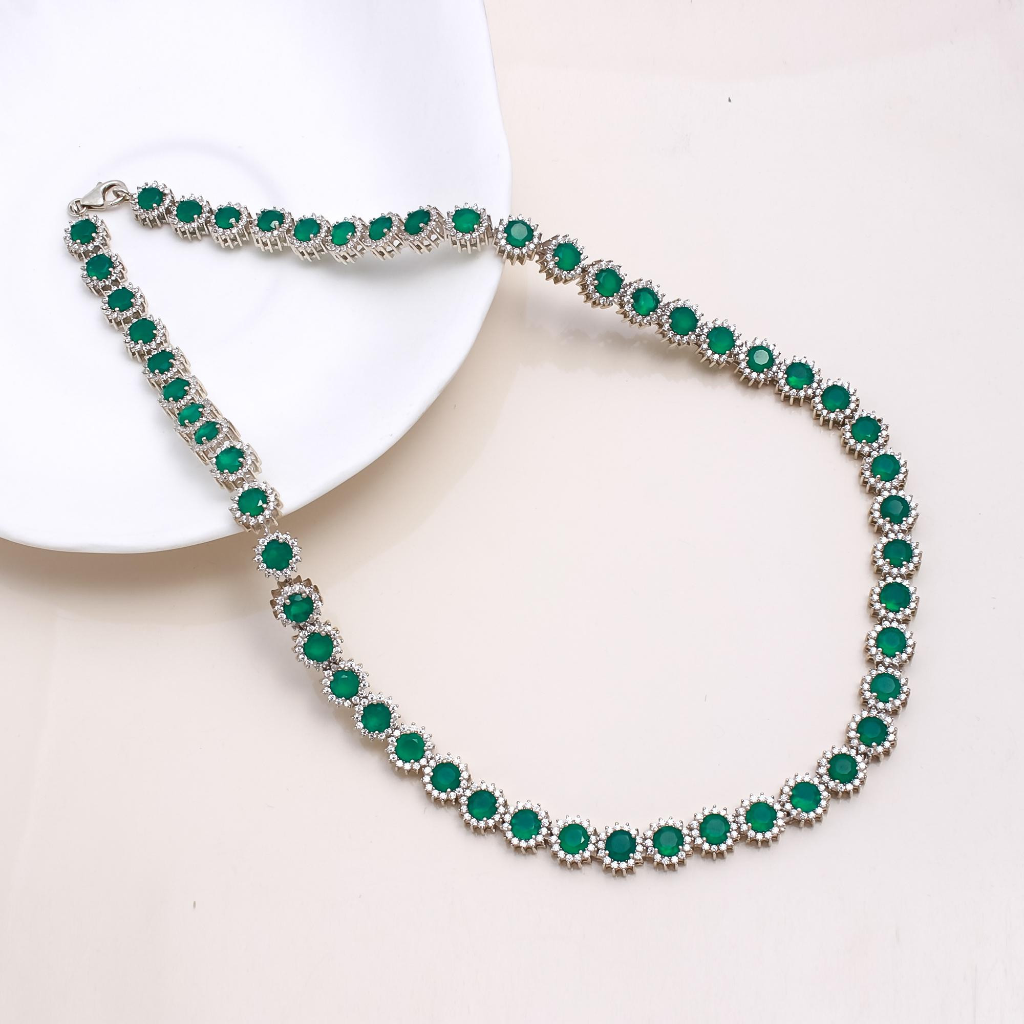 Green Onyx Tennis Necklace