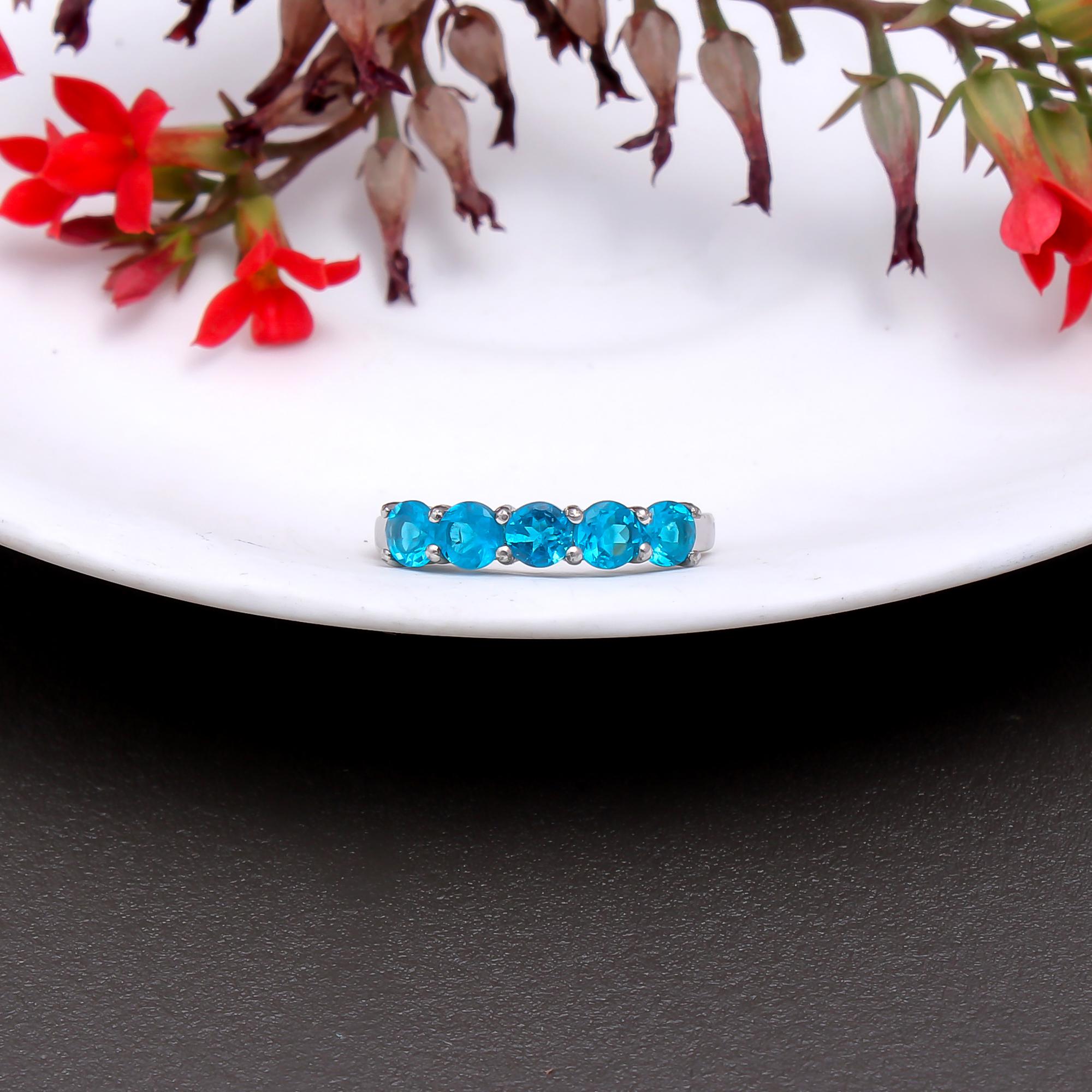 Neon Apatite Five Stone Ring