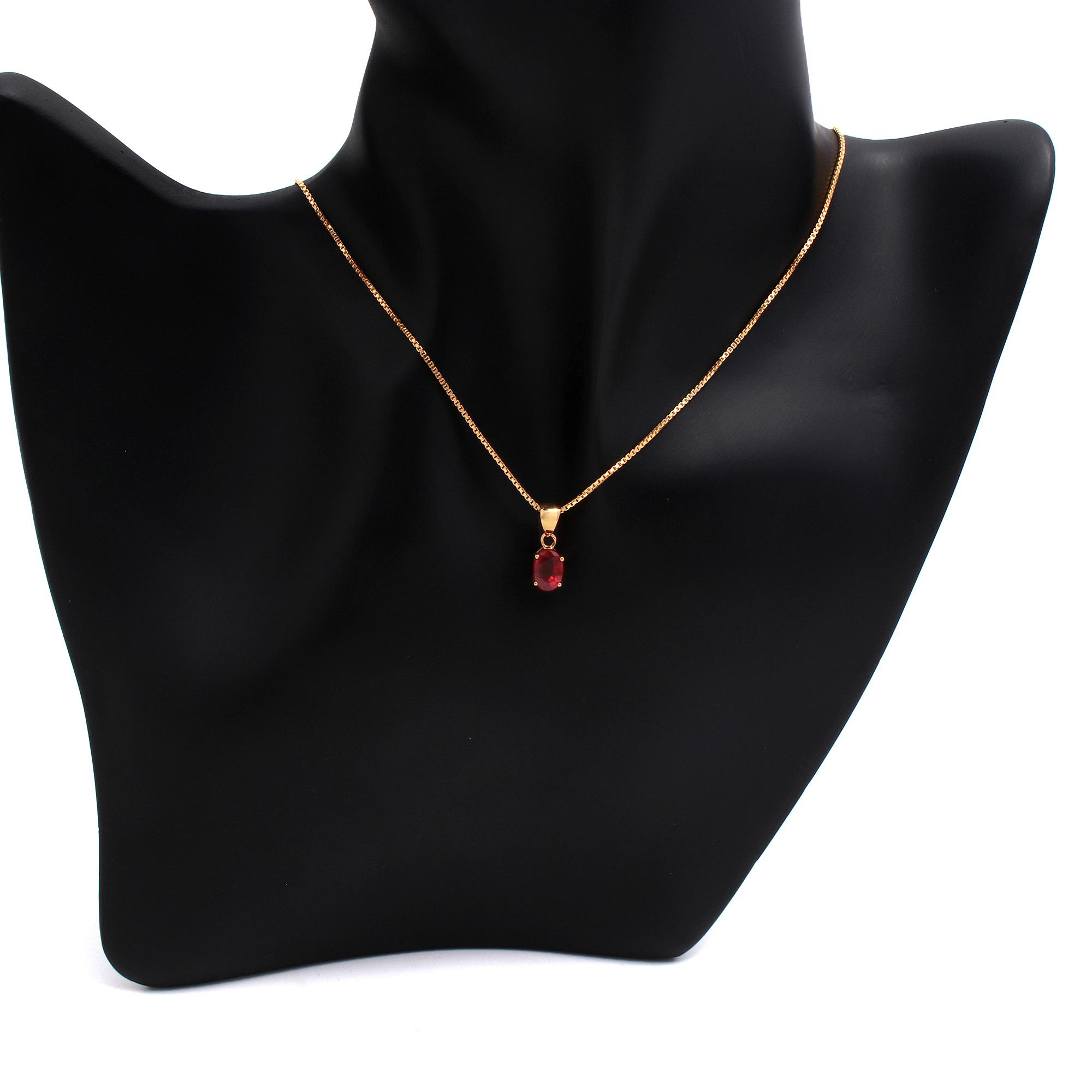 Ruby Solitaire Pendant With Chain