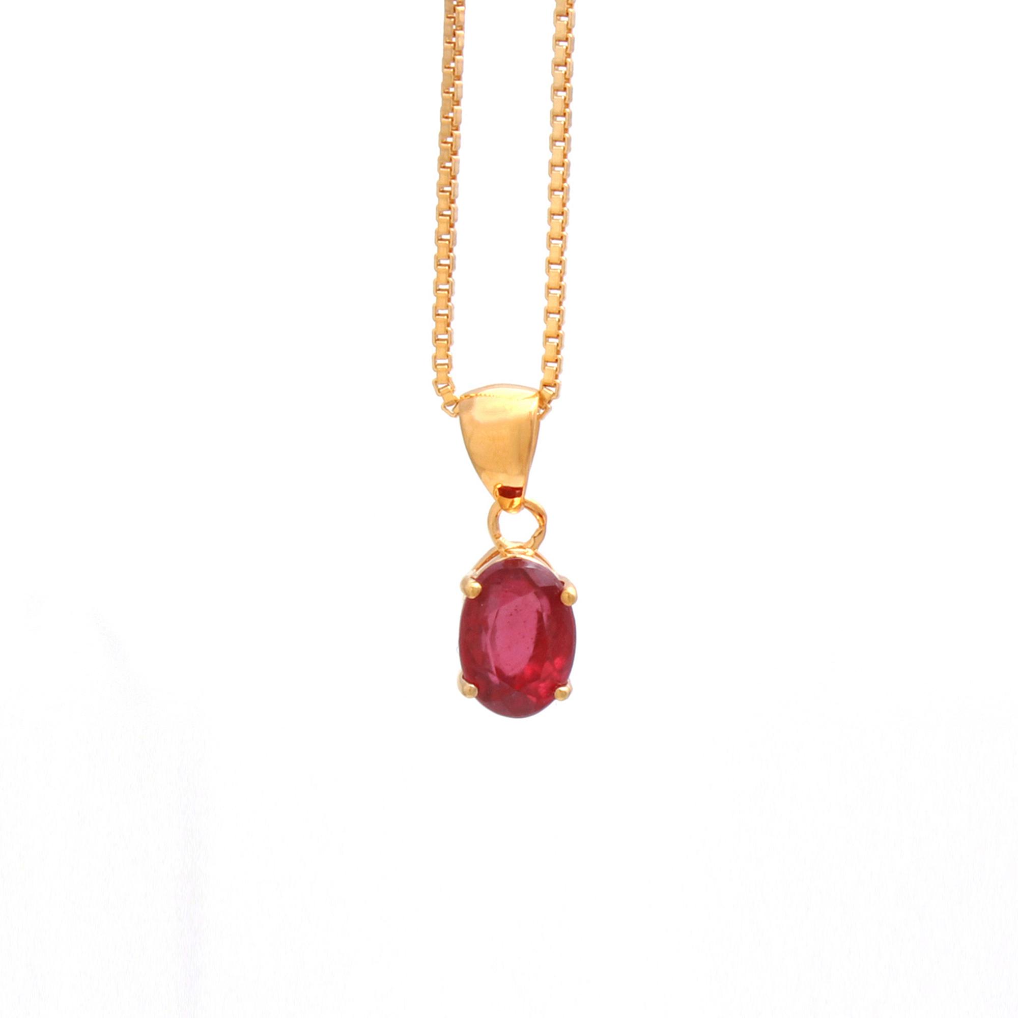 Ruby Solitaire Pendant With Chain