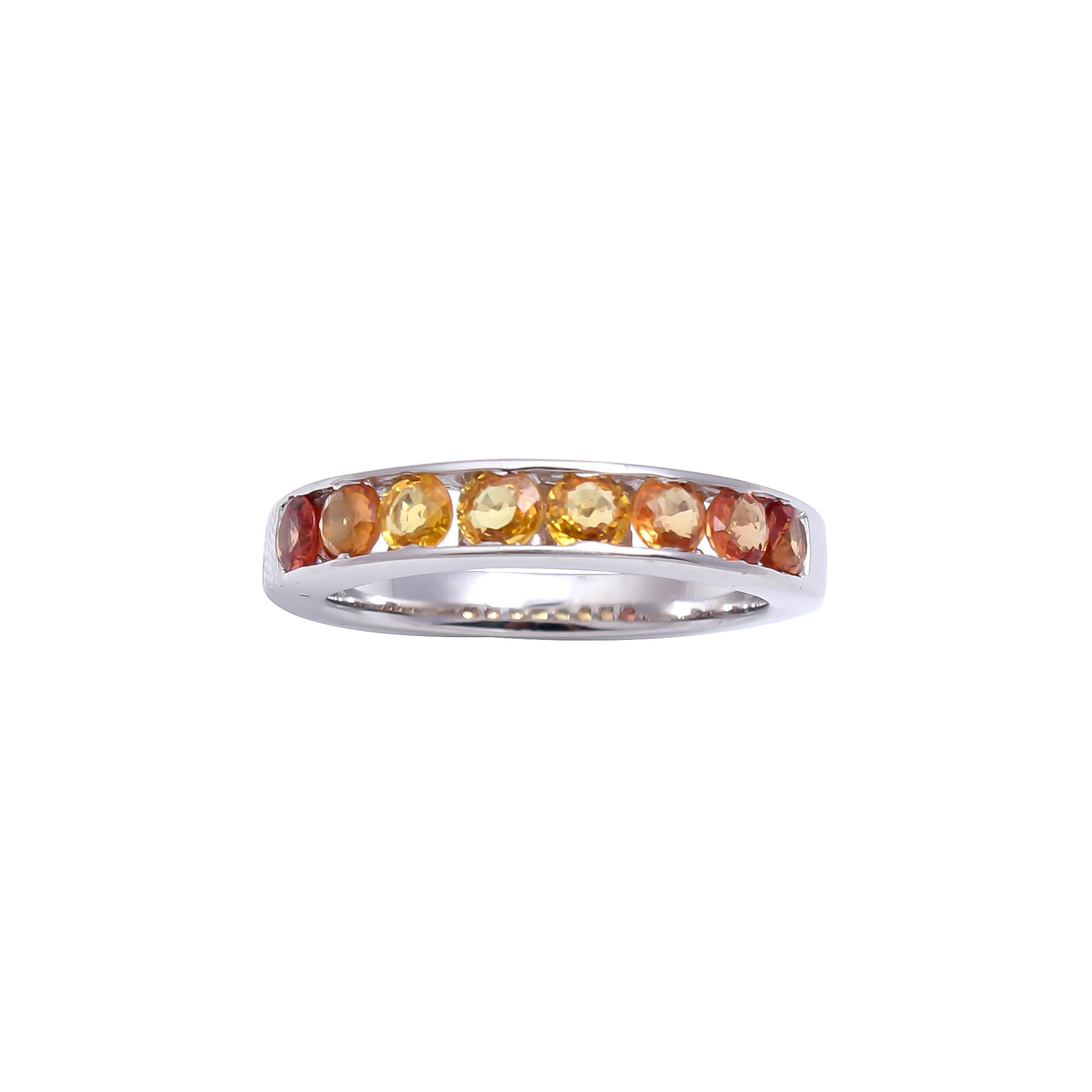 Orange Sapphire Channel Set Wedding Band