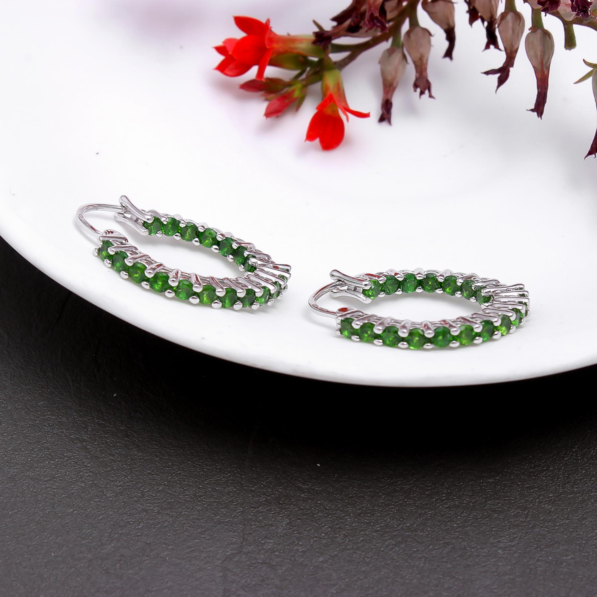 Tsavorite Garnet Hoop Earrings
