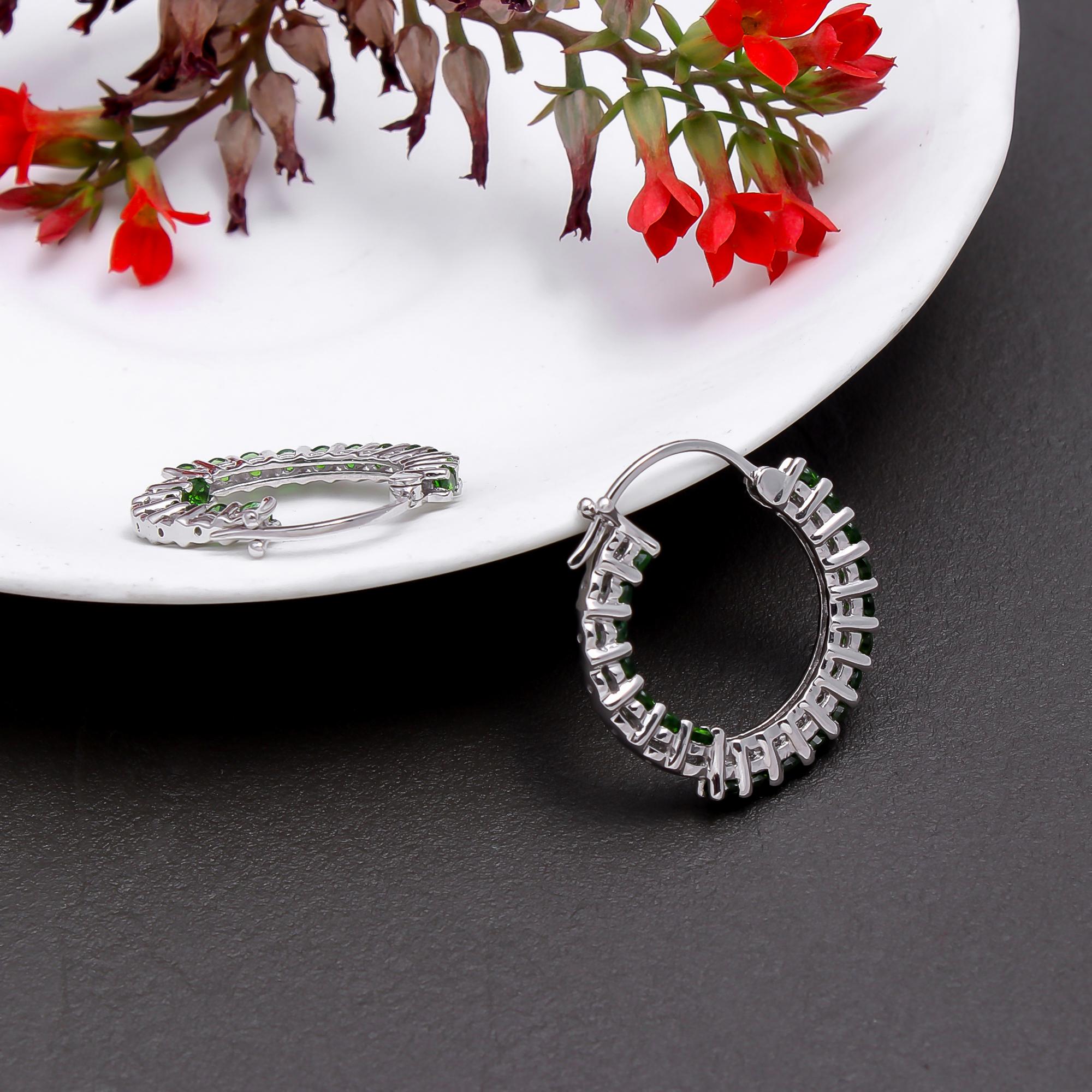 Tsavorite Garnet Hoop Earrings