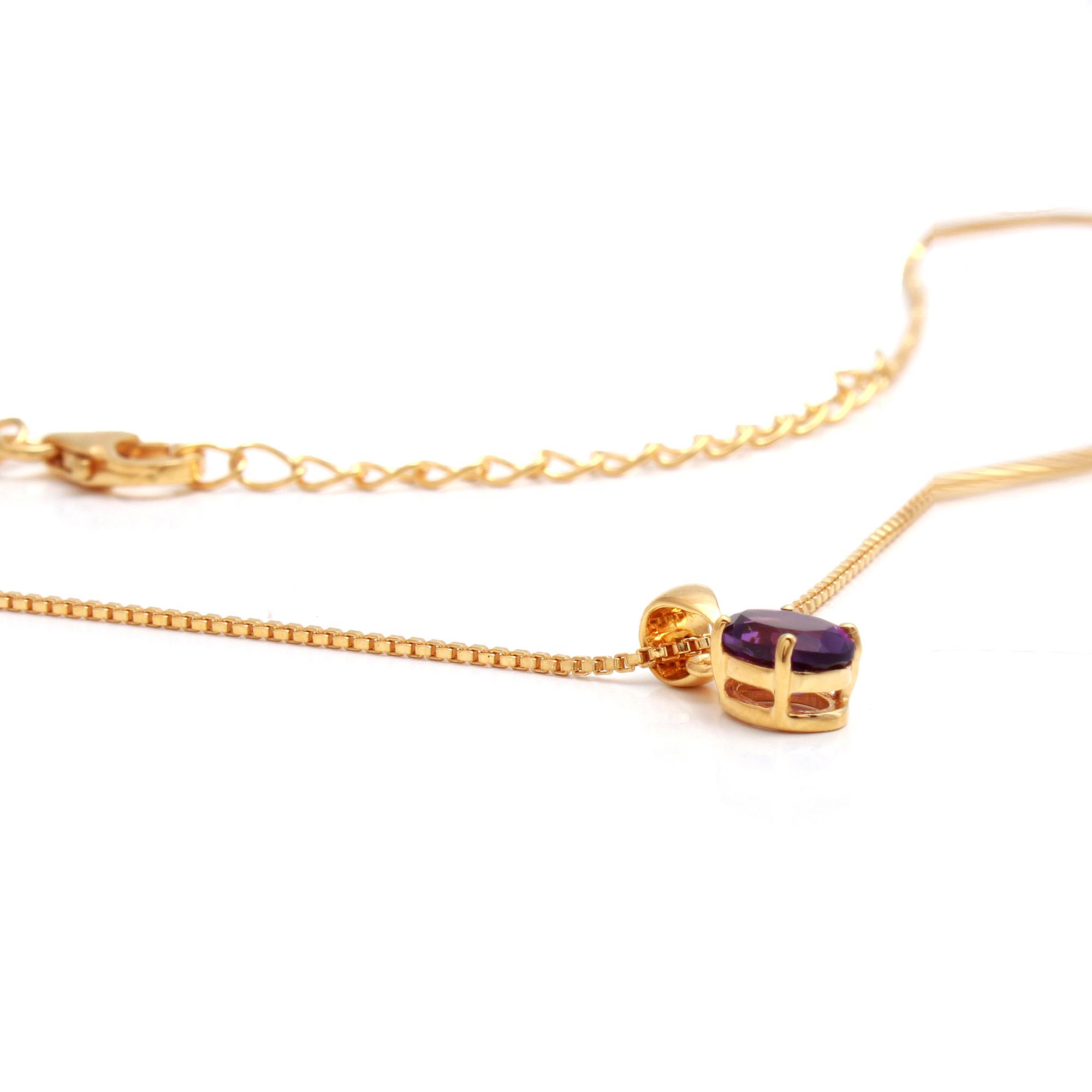 Amethyst Solitaire Pendant With Chain