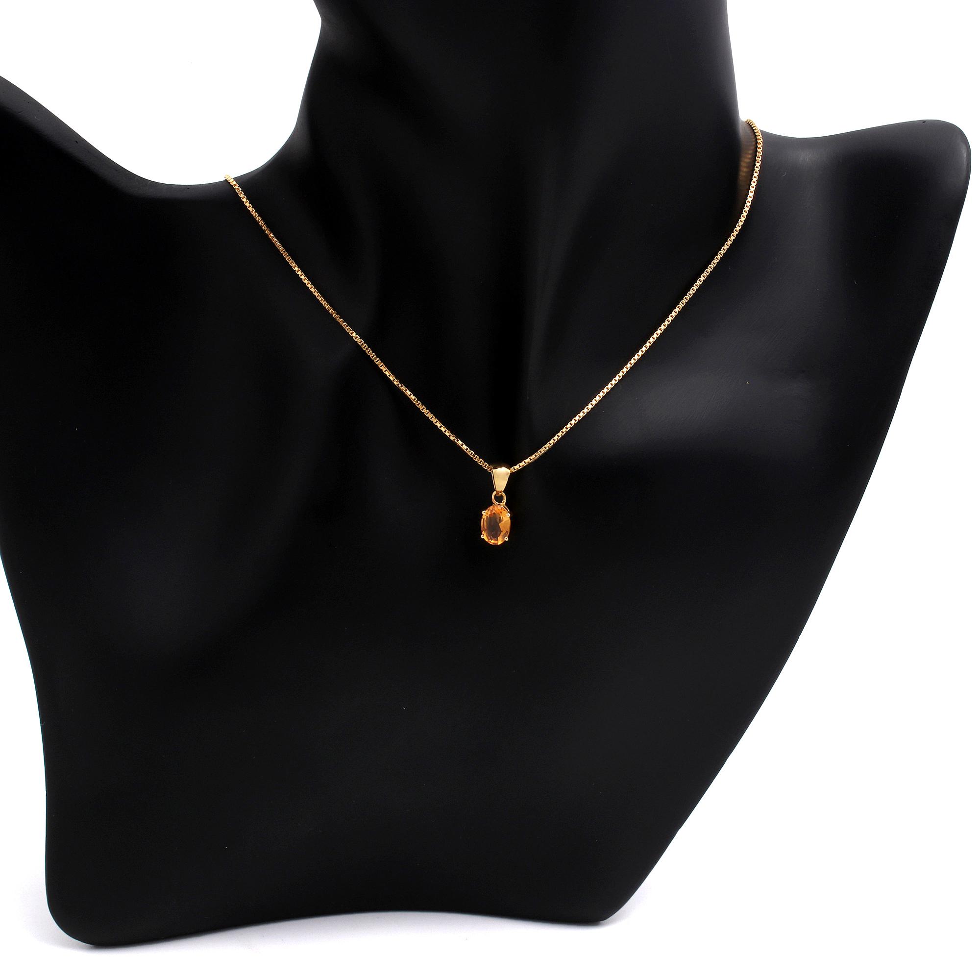 Citrine Solitaire Pendant With Chain
