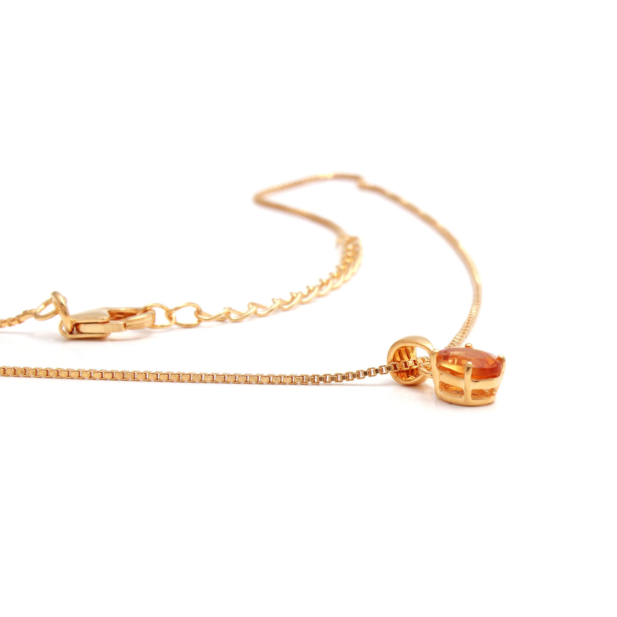 Citrine Solitaire Pendant With Chain