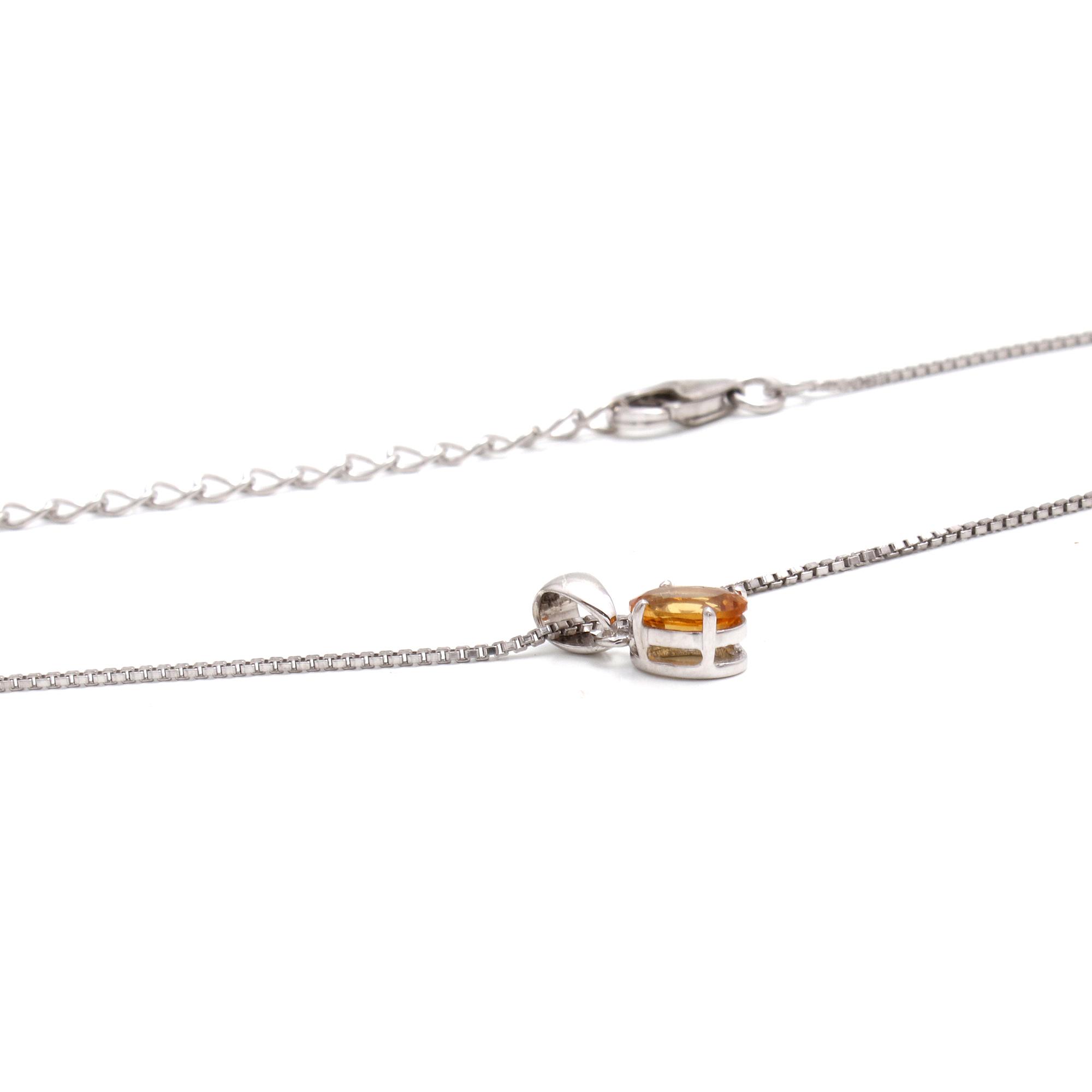 Citrine Solitaire Pendant With Chain