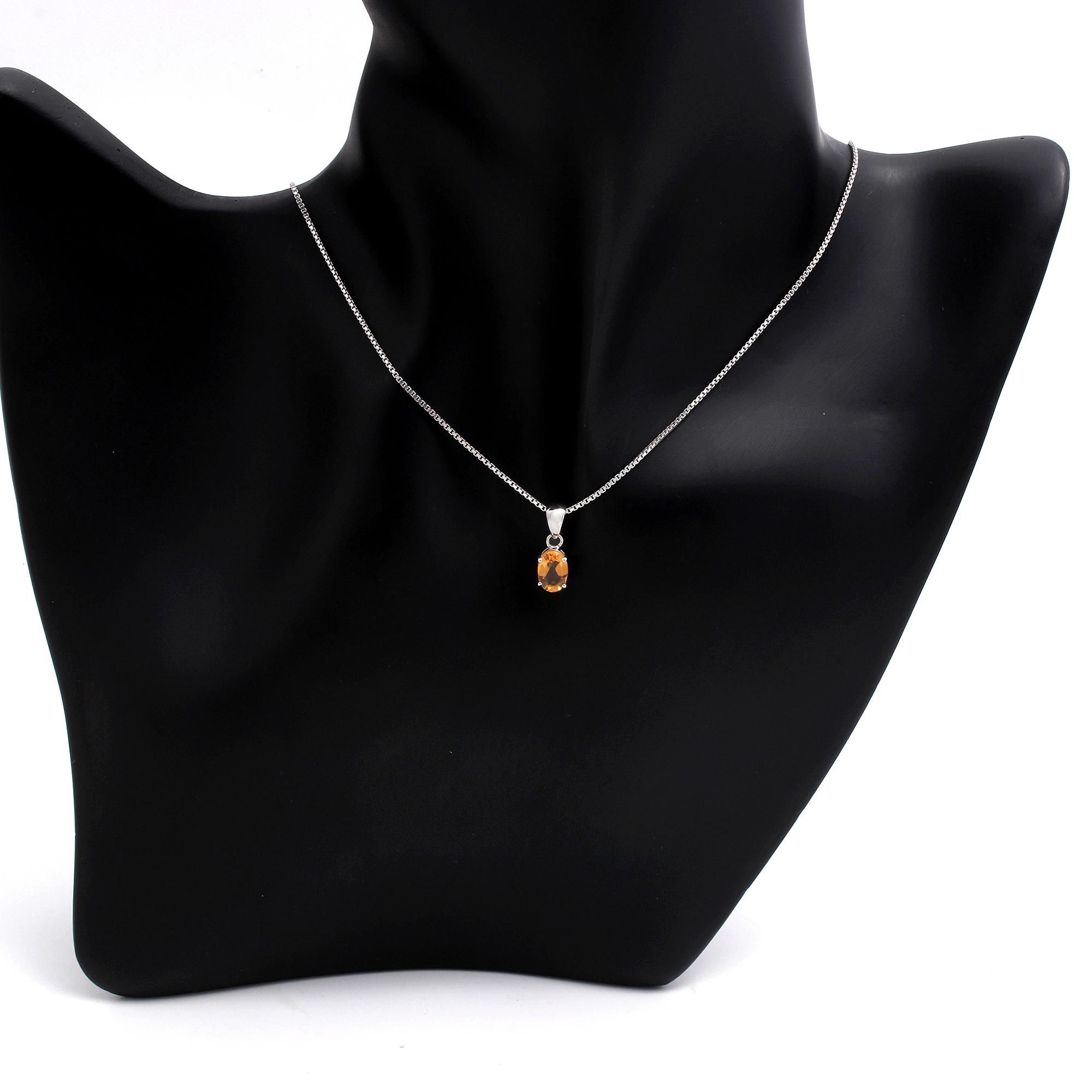 Citrine Solitaire Pendant With Chain