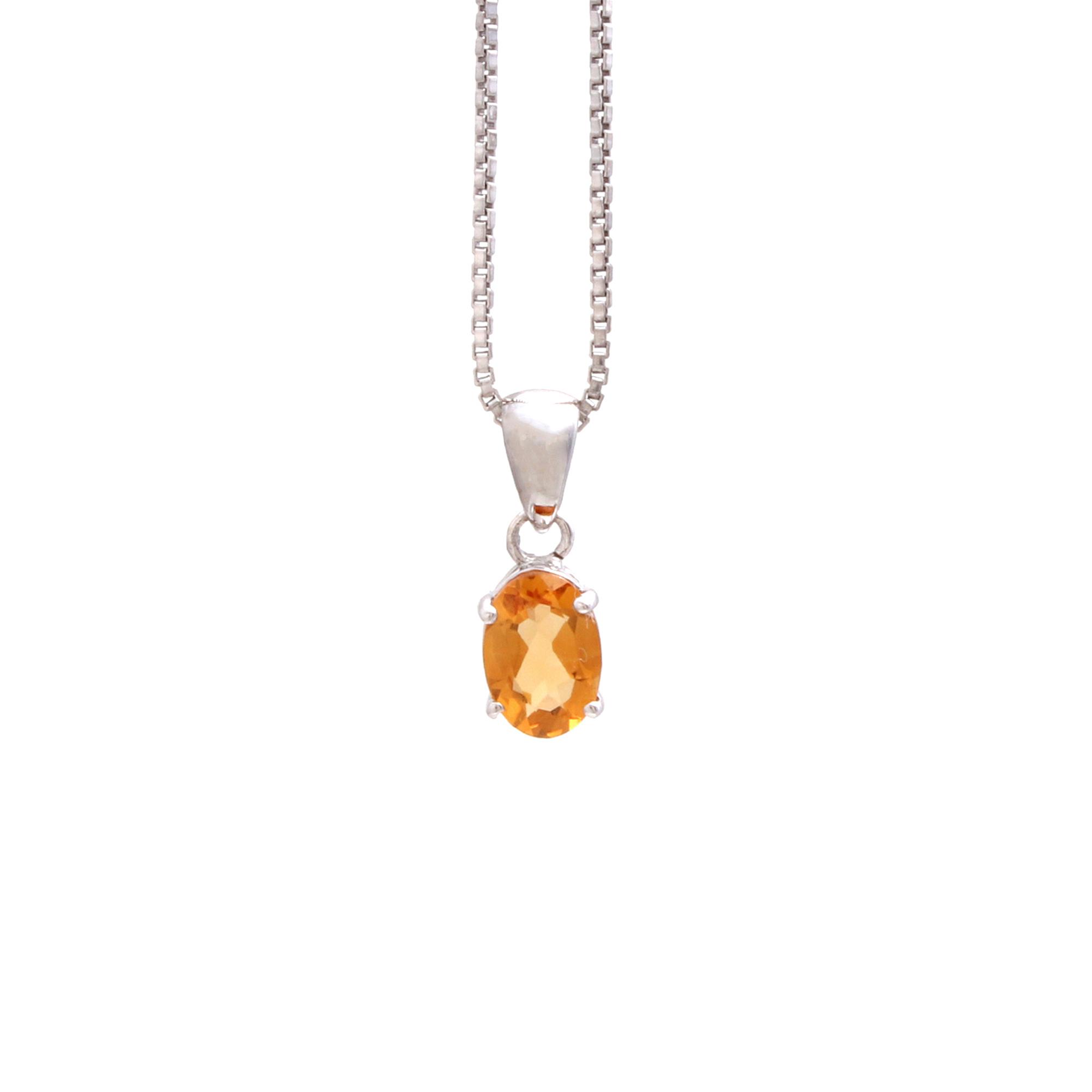 Citrine Solitaire Pendant With Chain