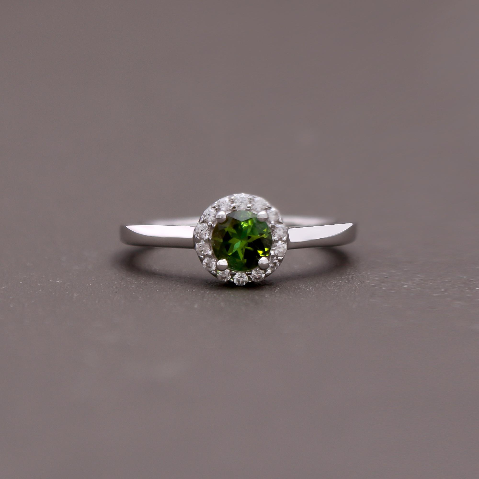 Green Tourmaline Engagement Ring