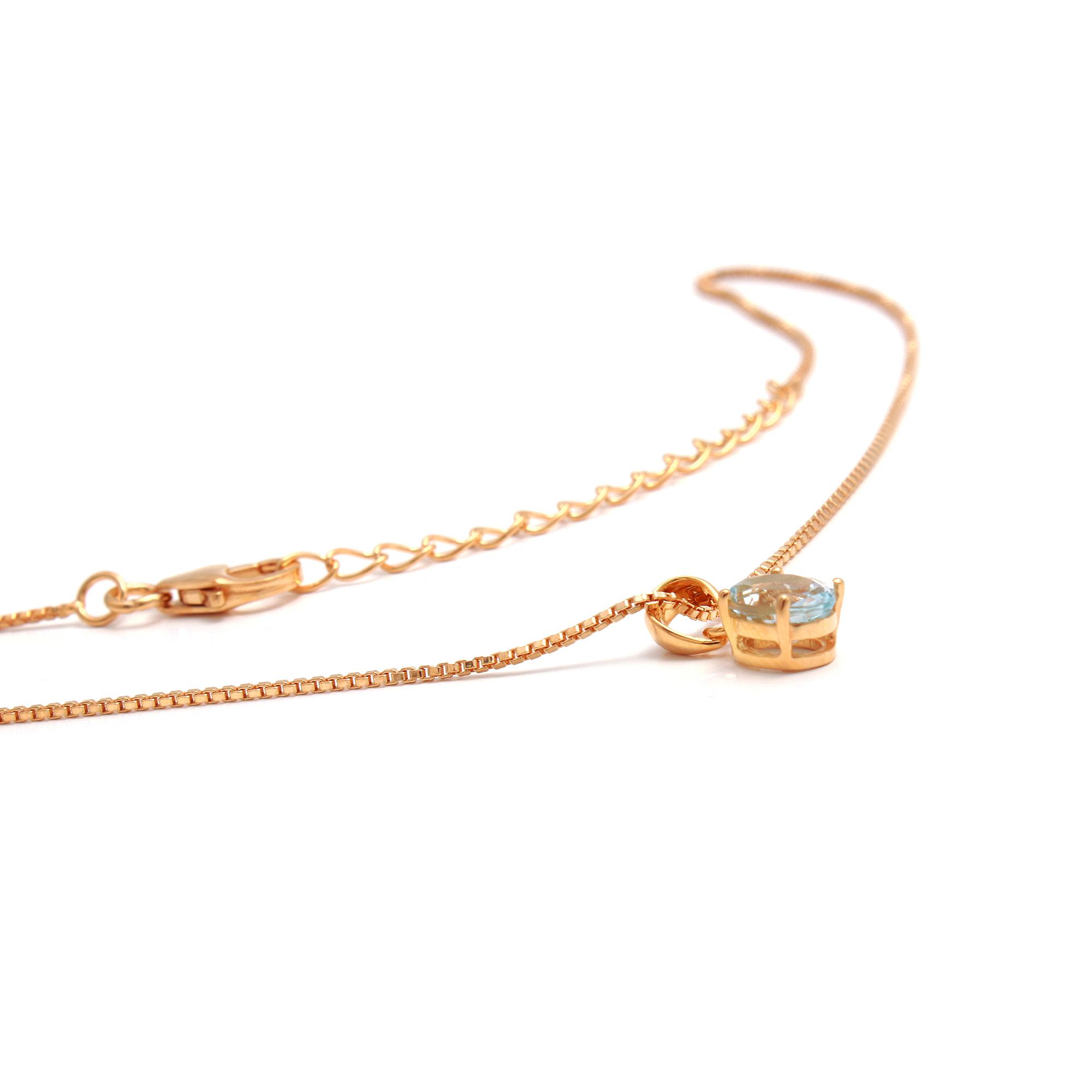 Aquamarine Solitaire Pendant With Chain